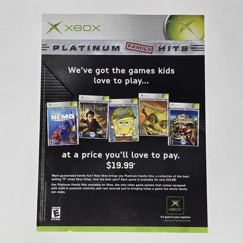 Xbox Platinum Hits Nemo Harry Potter Shrek Print Ad/Poster Official Promo Art