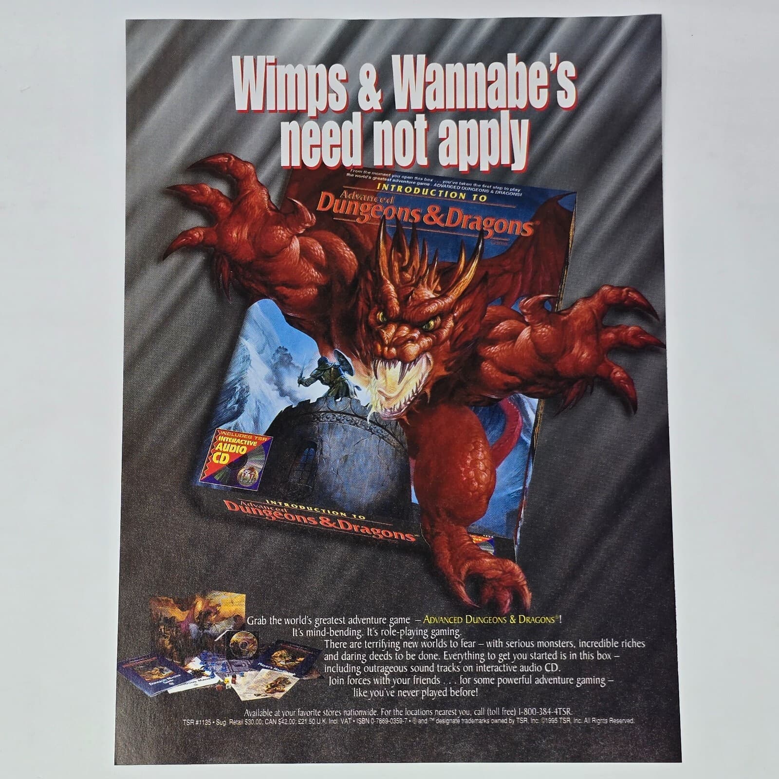 Advanced Dungeons & Dragons Role Playing Wimps Print Ad/Poster Promo Art