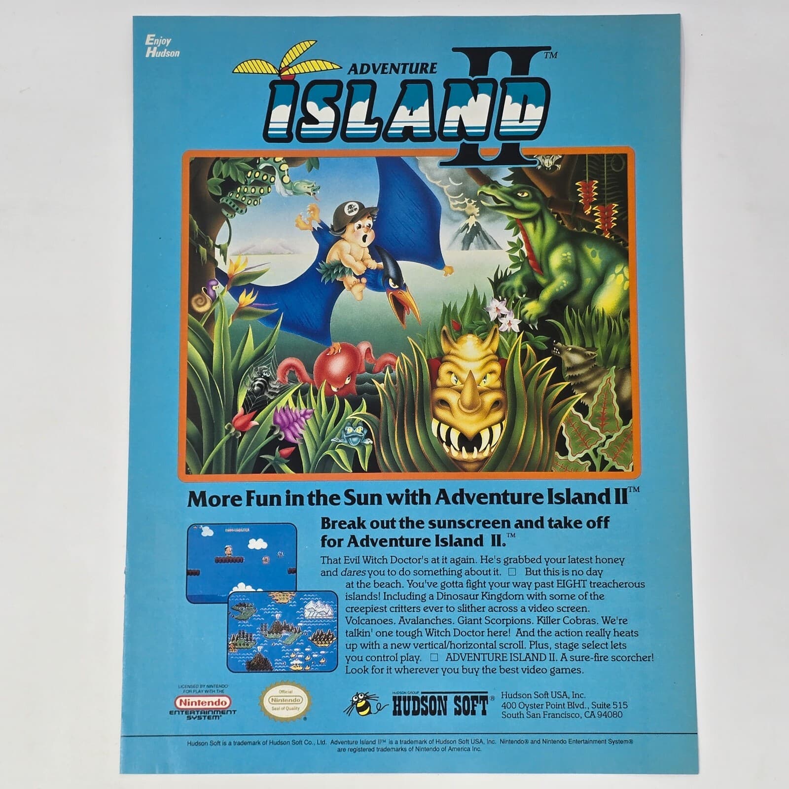 Adventure Island II 2 Nintendo NES More Fun Print Ad/Poster Promo Art