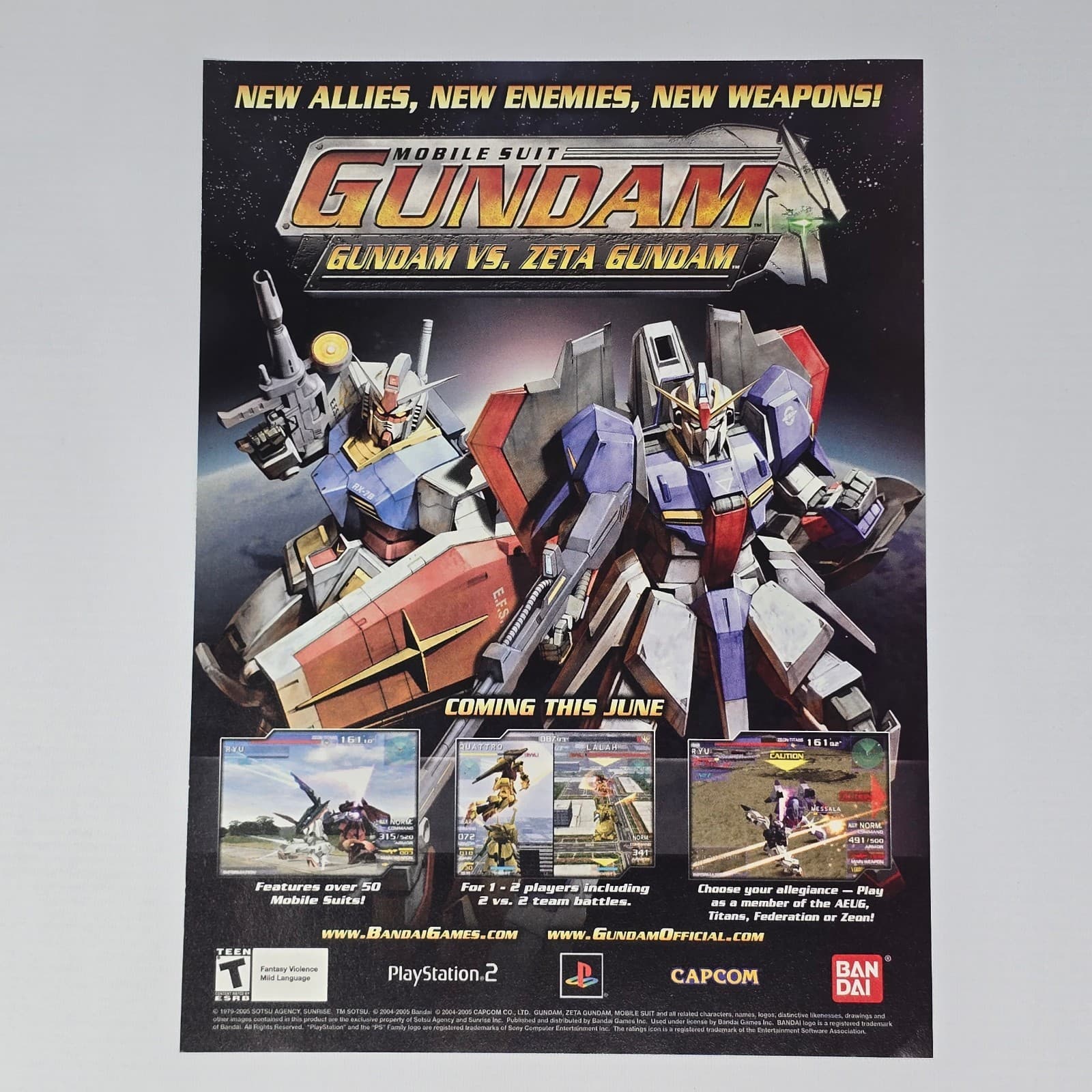 Mobile Suit Gundam vs Zeta PlayStation 2 PS2 Allies Print Ad/Poster Promo Art