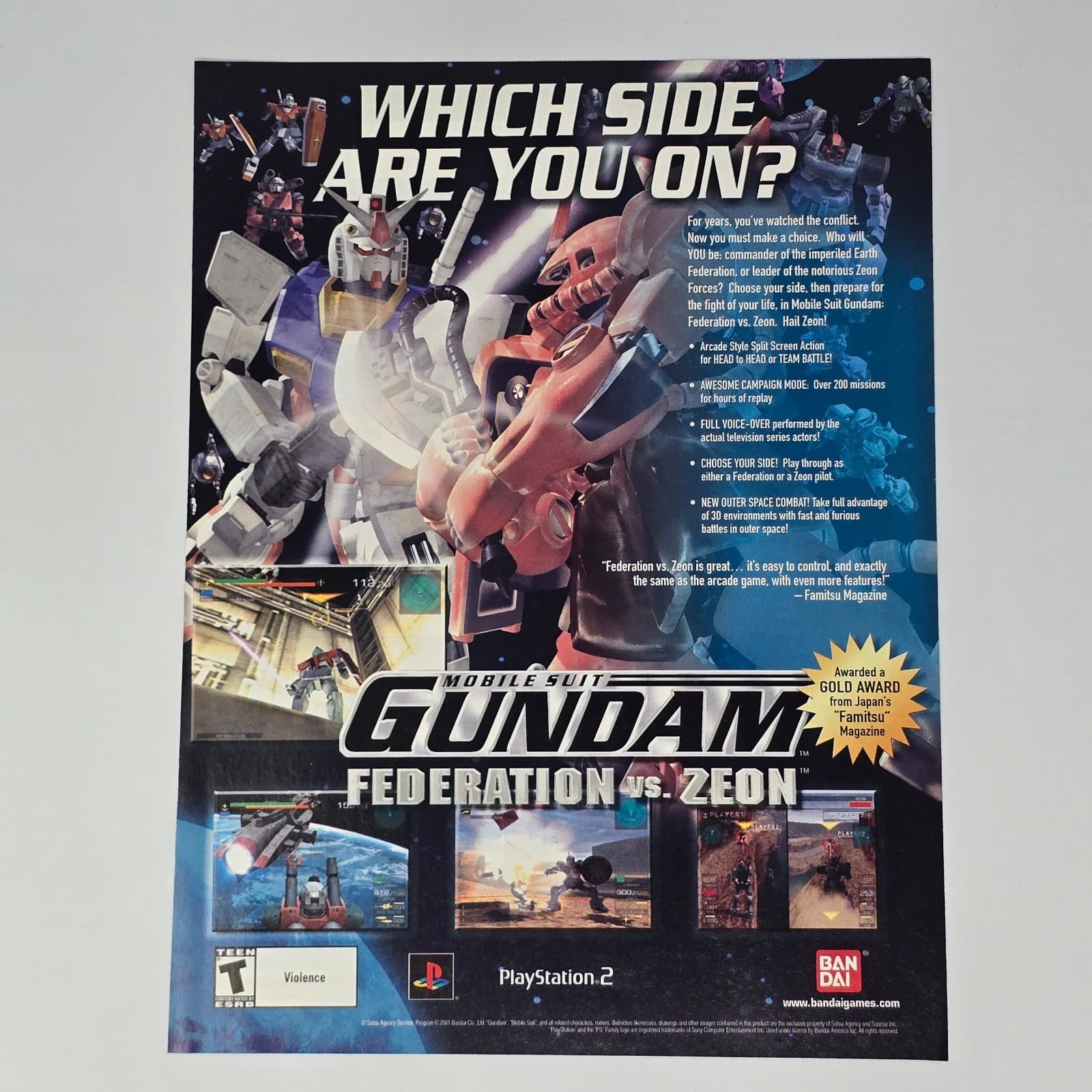 Mobile Suit Gundam Federation vs Zeon PS2 Which Side Print Ad/Poster Promo Art