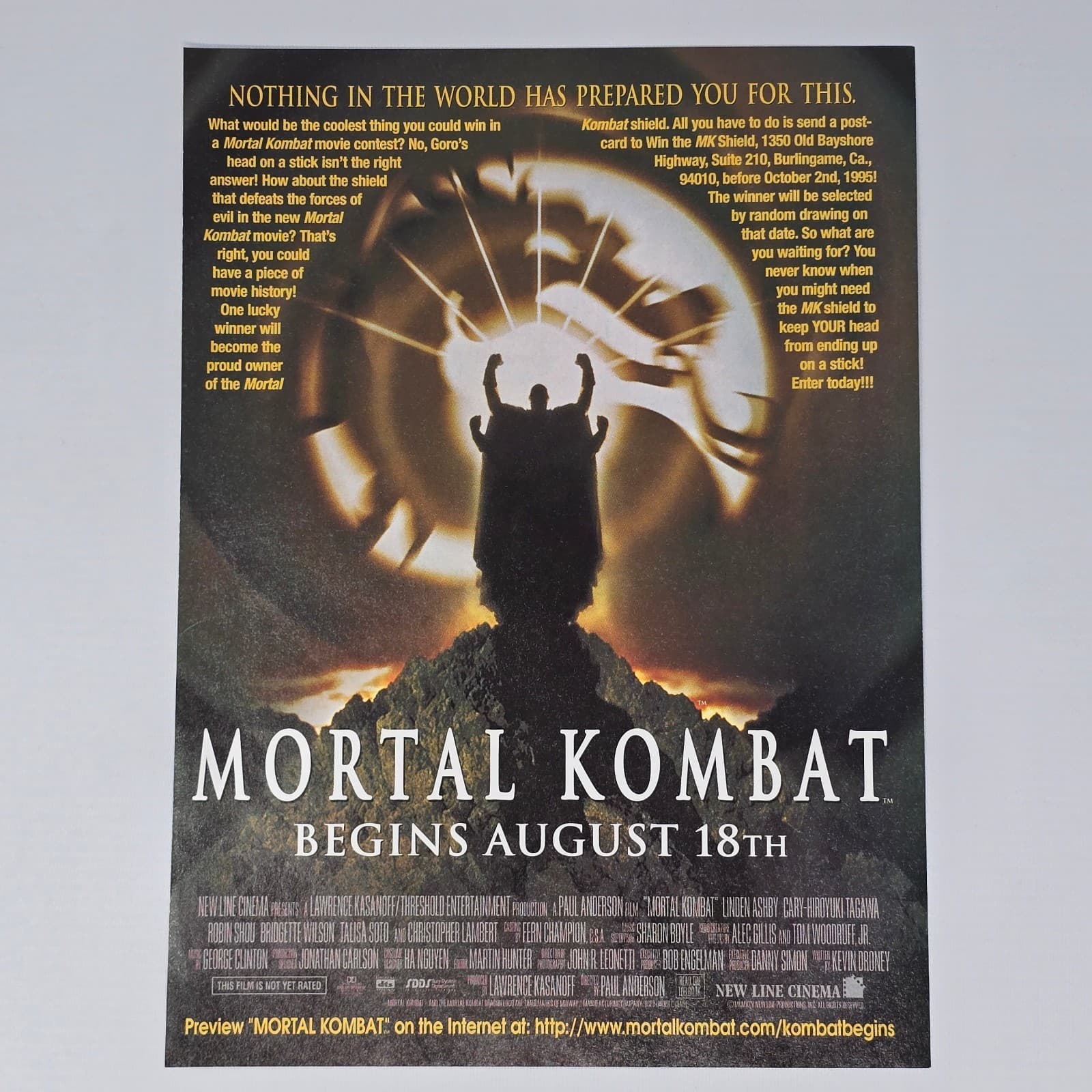 Mortal Kombat Movie Prepared Print Ad/Poster Promo Art