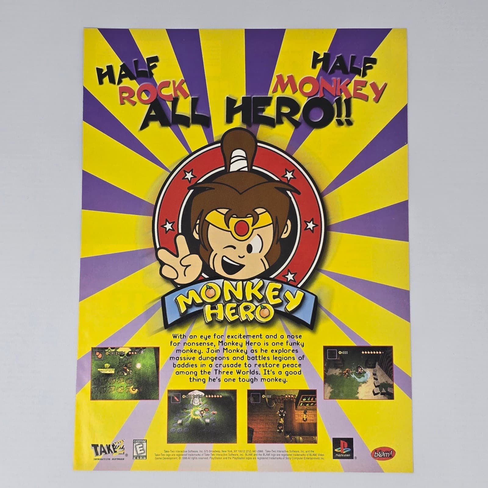 Monkey Hero PlayStation 1 PS1 All Hero!! Print Ad/Poster Promo Art