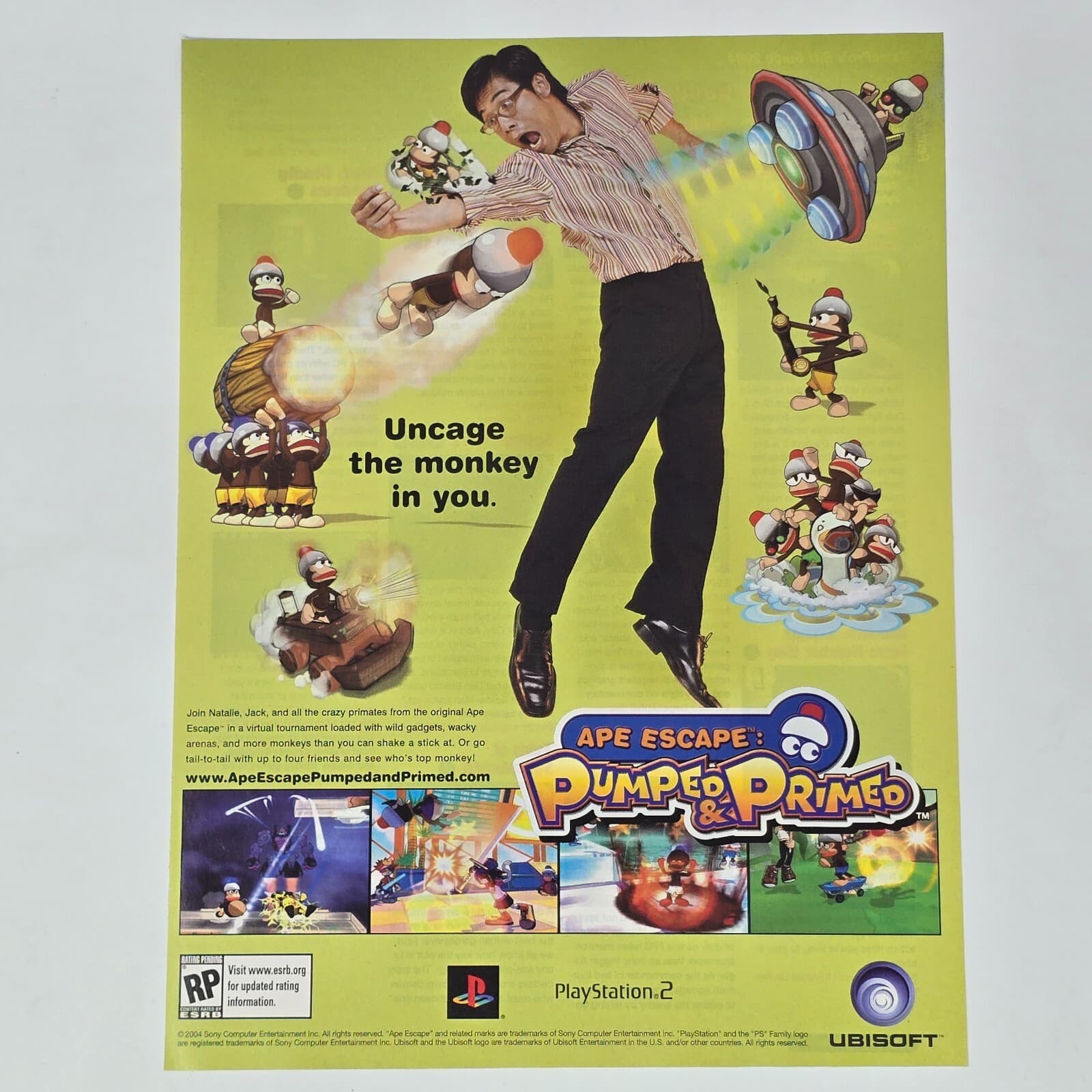 Ape Escape Pumped & Primed PlayStation 2 PS2 Uncage Print Ad/Poster Promo Art