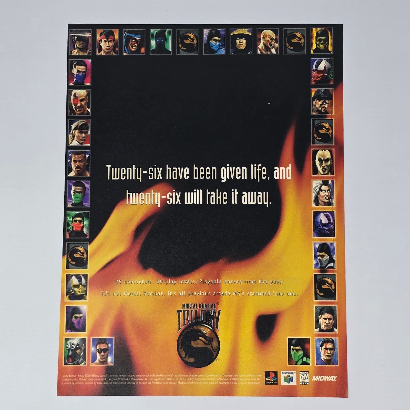 Mortal Kombat Trilogy PlayStation 1 PS1 N64 Given Life Print Ad/Poster Promo Art