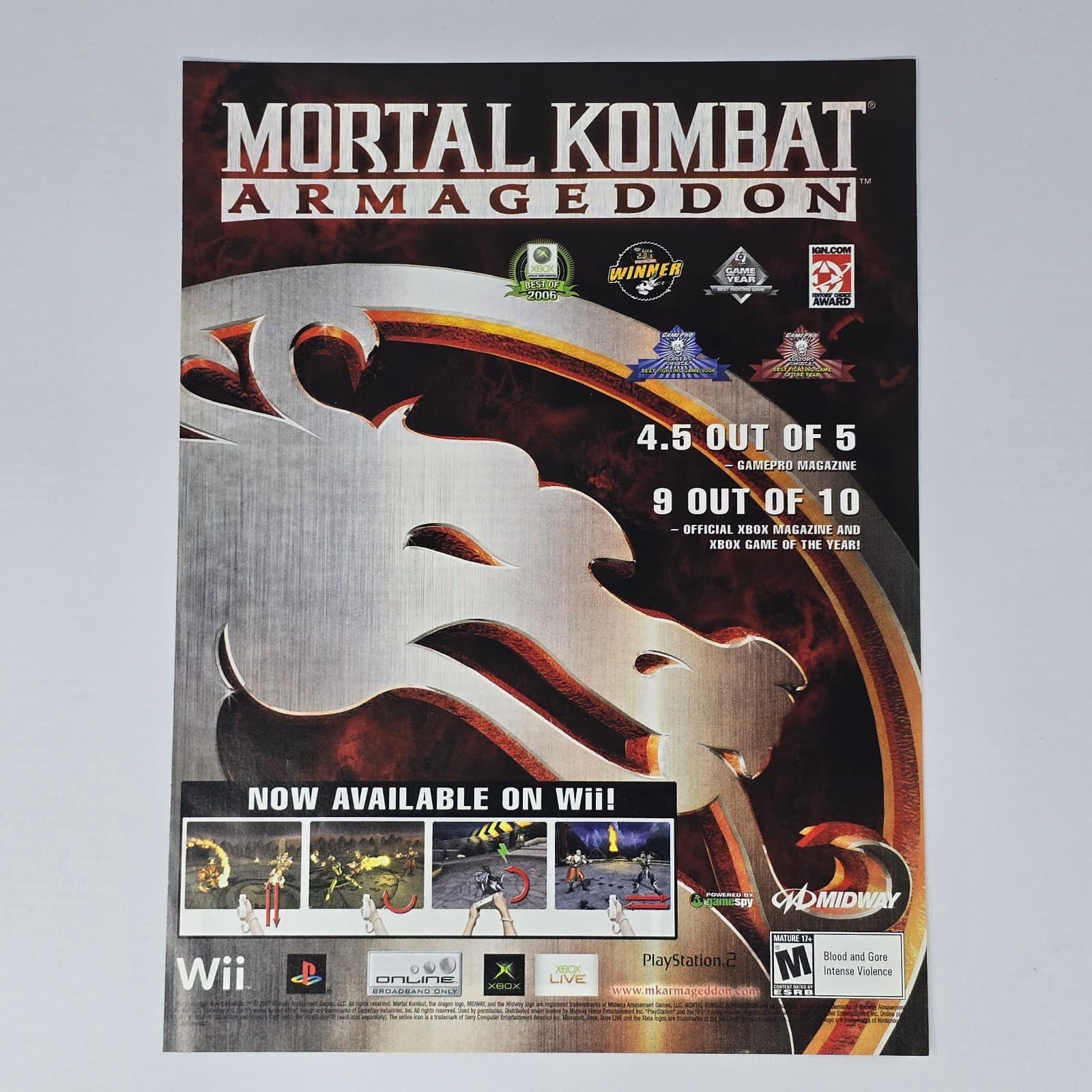 Mortal Kombat Armageddon Wii PS2 Xbox Now Available Print Ad/Poster Promo Art