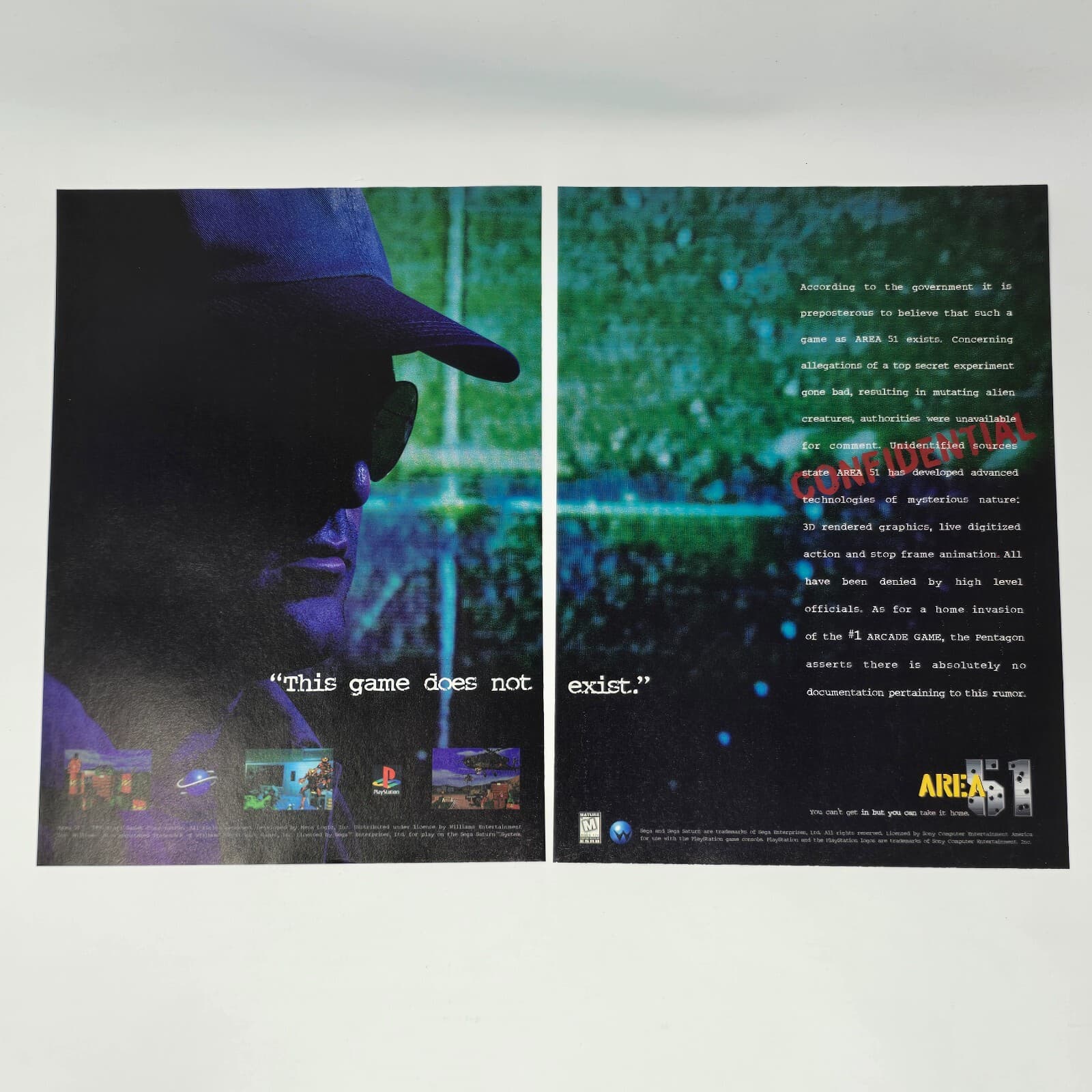 Area 51 Sega Saturn PlayStation 1 PS1 Does Not Exist Print Ad/Poster Promo Art