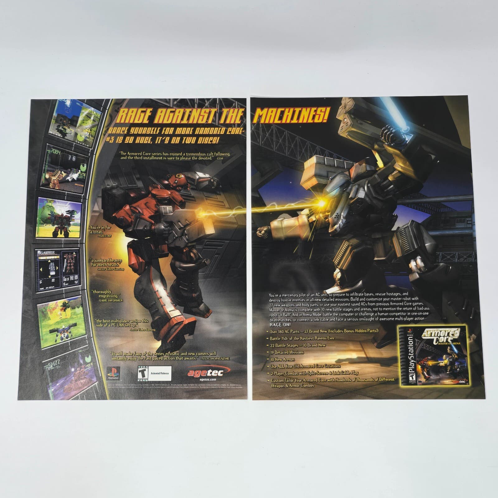 Armored Core Master of Arena PlayStation 1 PS1 Rage Print Ad/Poster Promo Art