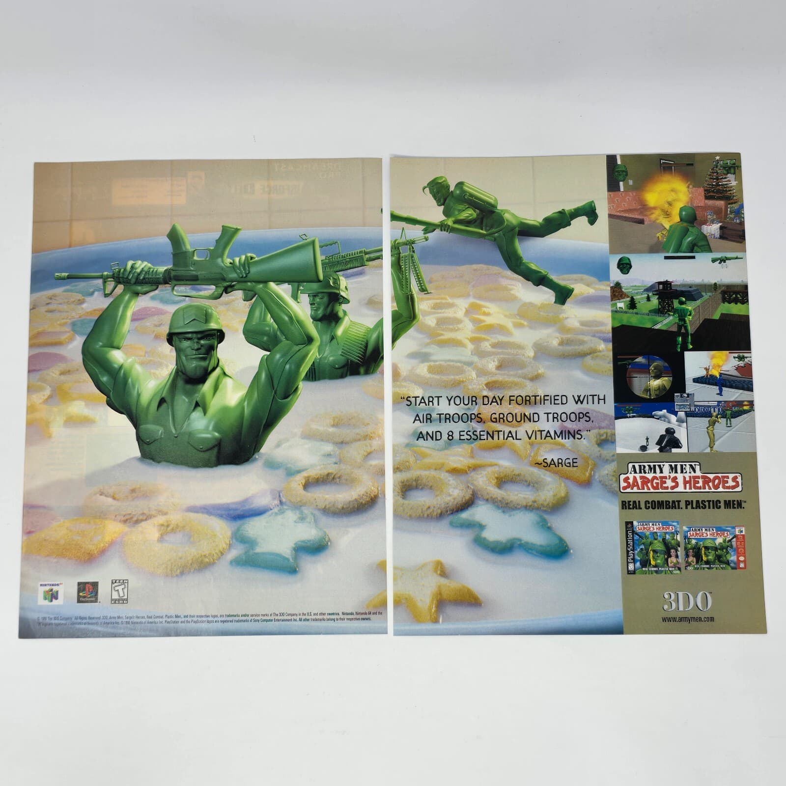 Army Men Sarge's Heroes PlayStation 1 PS1 N64 Cereal Print Ad/Poster Promo Art
