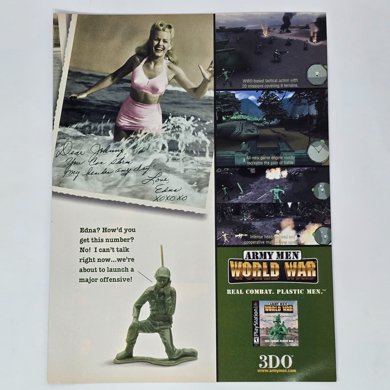 Army Men World War PlayStation 1 PS1 Edna Print Ad/Poster Promo Art