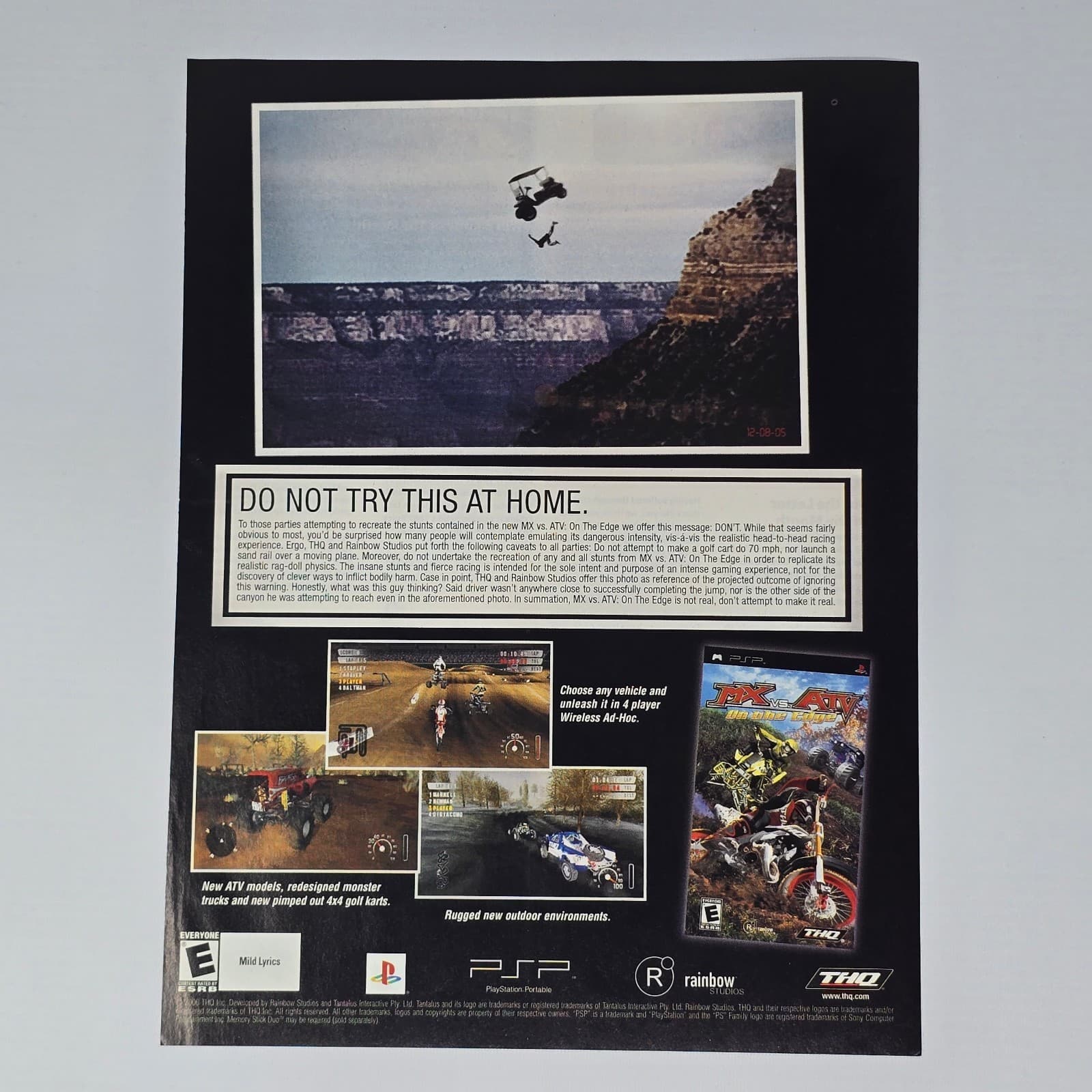 MX vs ATV On the Edge Sony PSP Don't Try This At Home Print Ad/Poster Promo Art