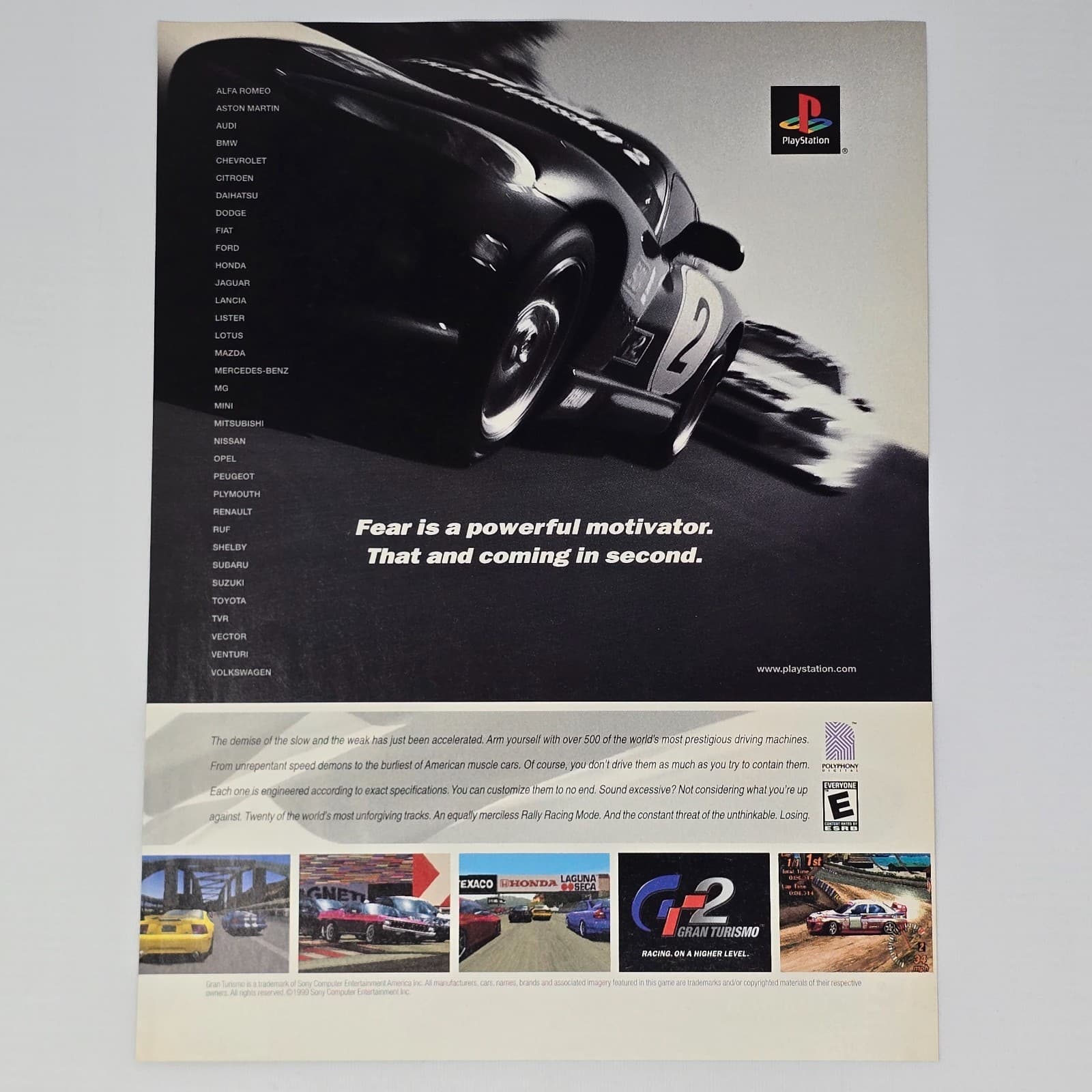 Gran Turismo 2 GR2 Sony PlayStation 1 PS1 Motivator Print Ad/Poster
