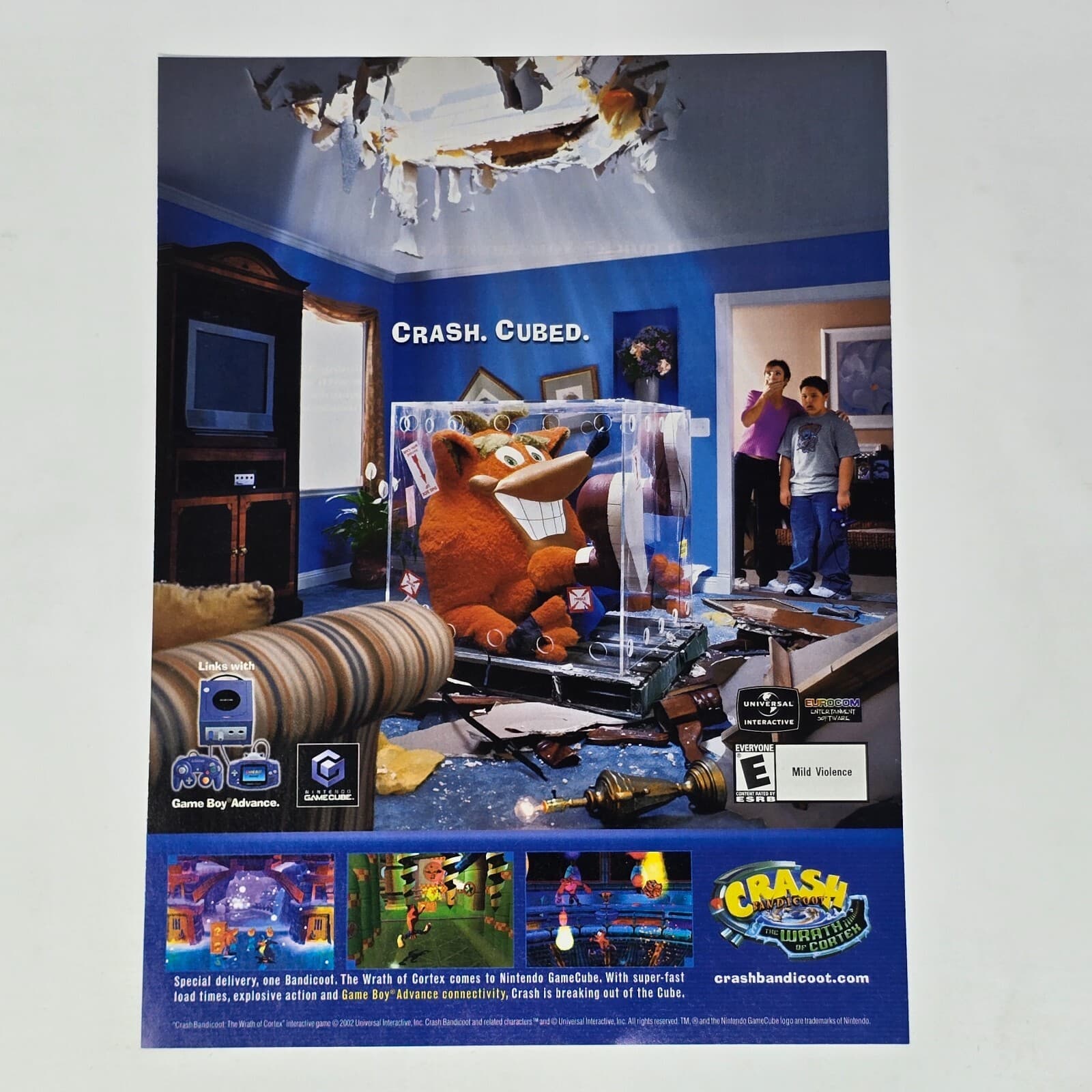 Crash Bandicoot The Wrath of Cortex PS2 Xbox Cubed Print Ad/Poster Art