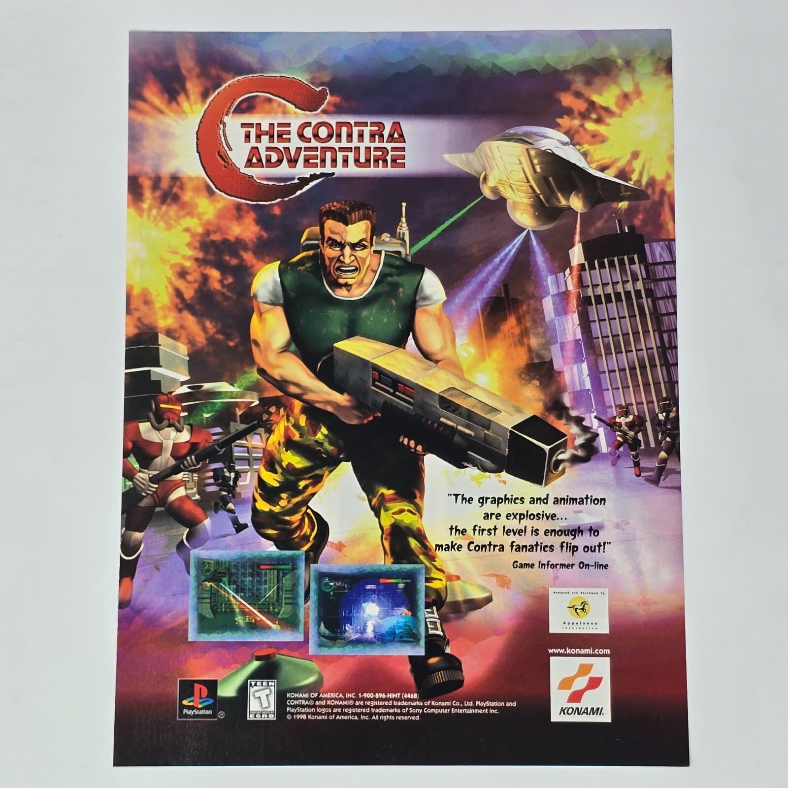 The Contra Adventure PlayStation 1 PS1 Explosive Print Ad/Poster Art