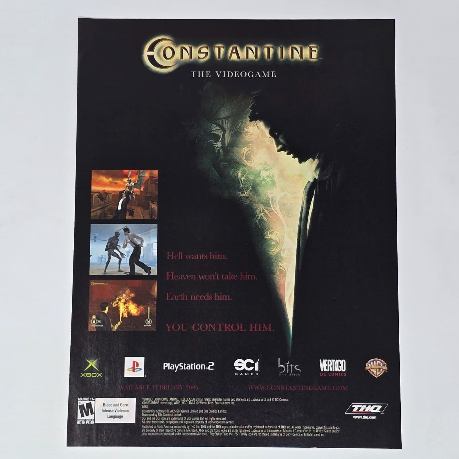 Constantine The Videogame Xbox PlayStation 2 PS2 Control Print Ad/Poster Art