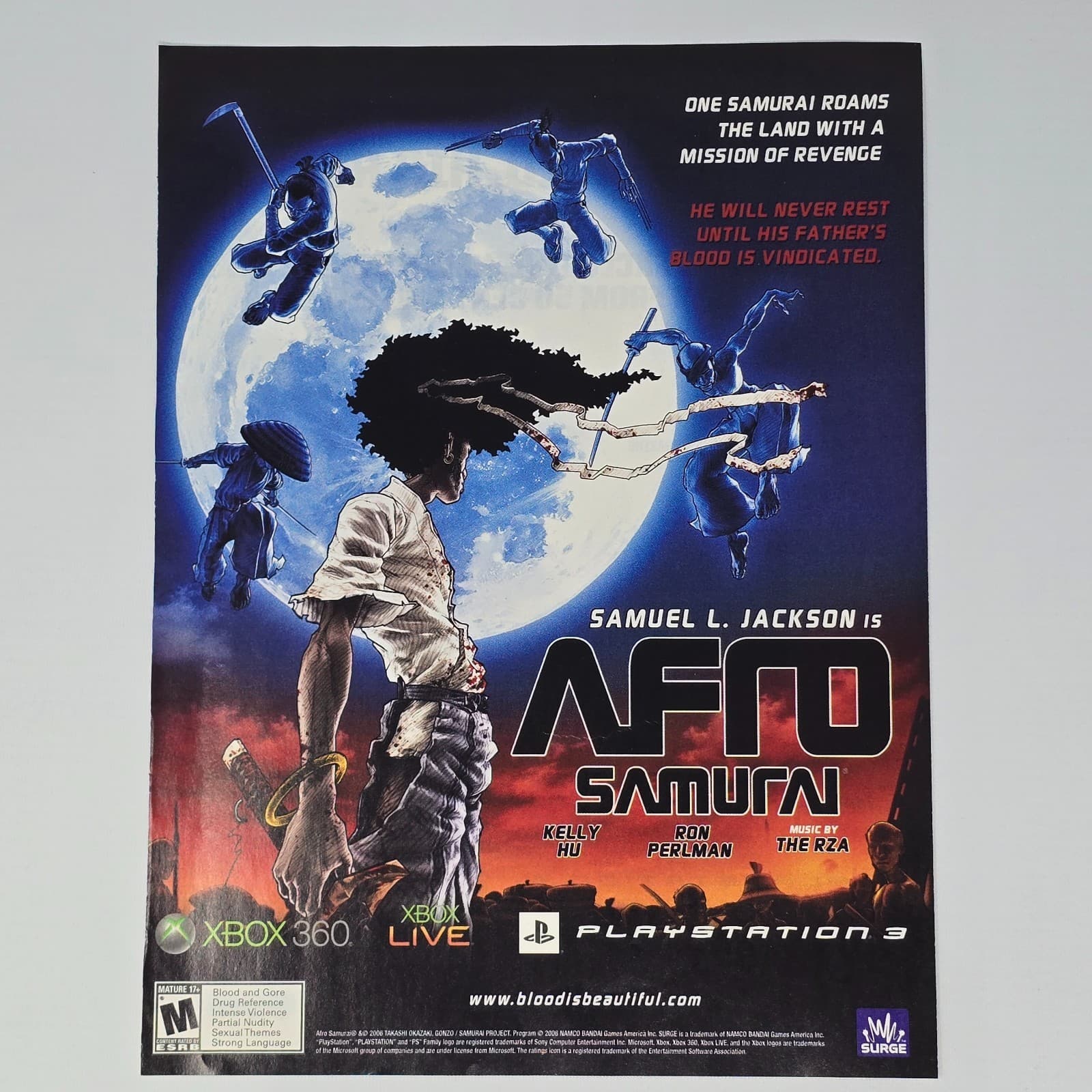 Afro Samurai Xbox 360 PlayStation 3 PS3 Jackson Print Ad/Poster