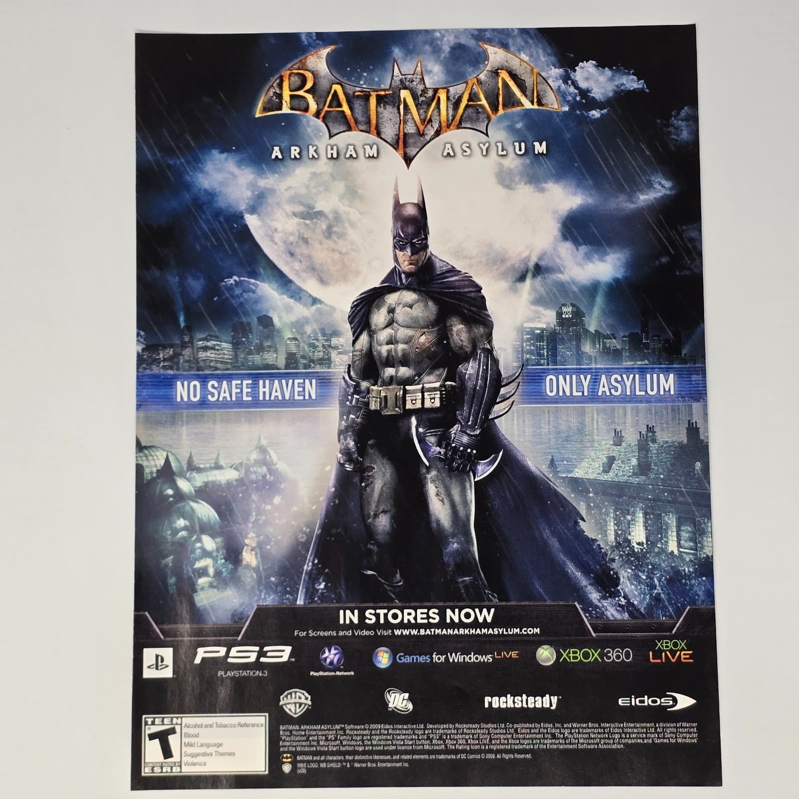 Batman Arkham Asylum PlayStation 3 PS3 Xbox 360 PC Safe Haven Print Ad/Poster