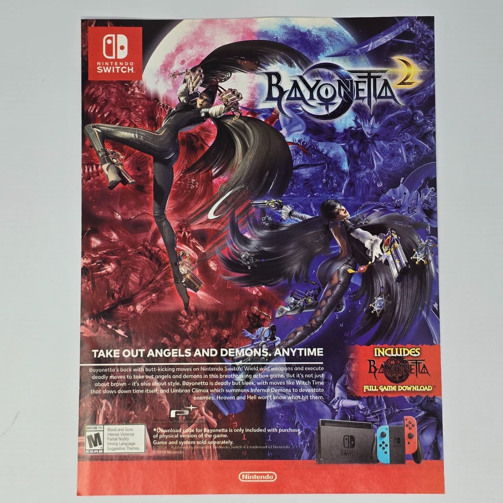 Bayonetta 2 Nintendo Switch Angels And Demons Print Ad/Poster
