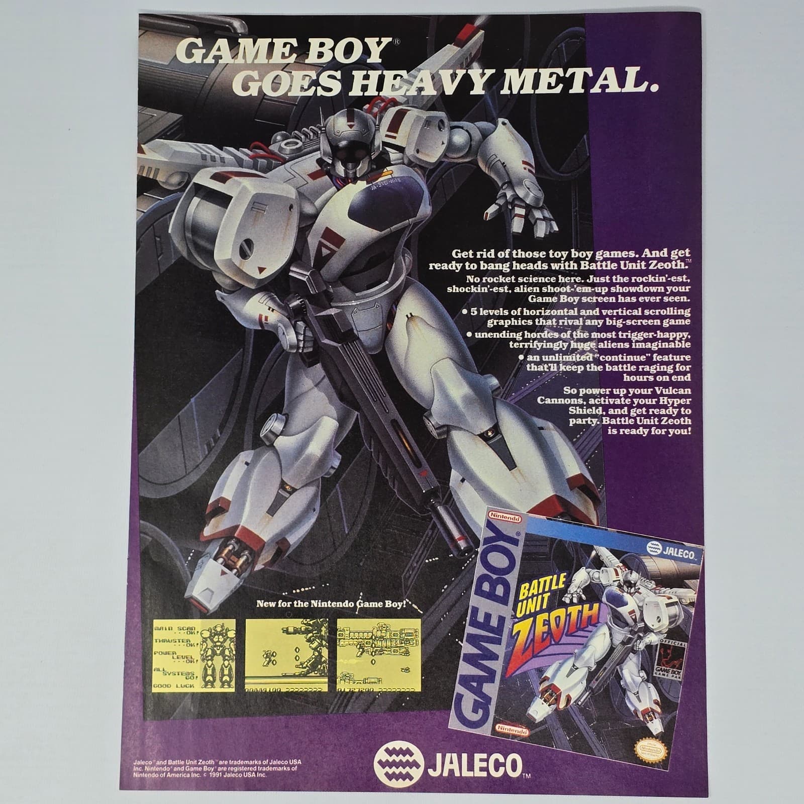 Battle Unit Zeoth Nintendo GameBoy Heavy Metal Print Ad/Poster