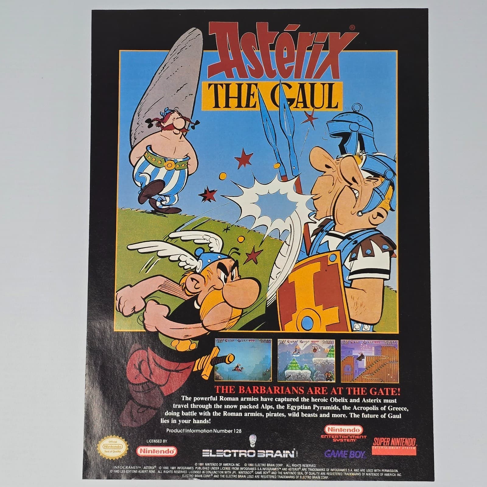 Astrix The Gaul Super Nintendo SNES GameBoy NES Barbarians Print Ad/Poster