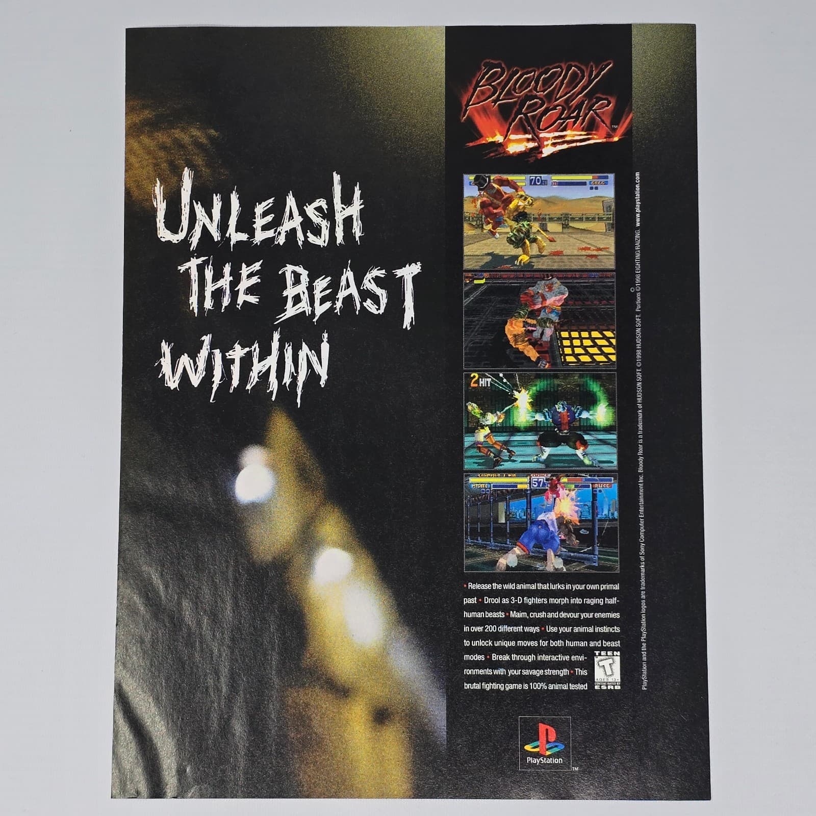 Bloody Roar PlayStation 1 PS1 Unleash The Beast Print Ad/Poster