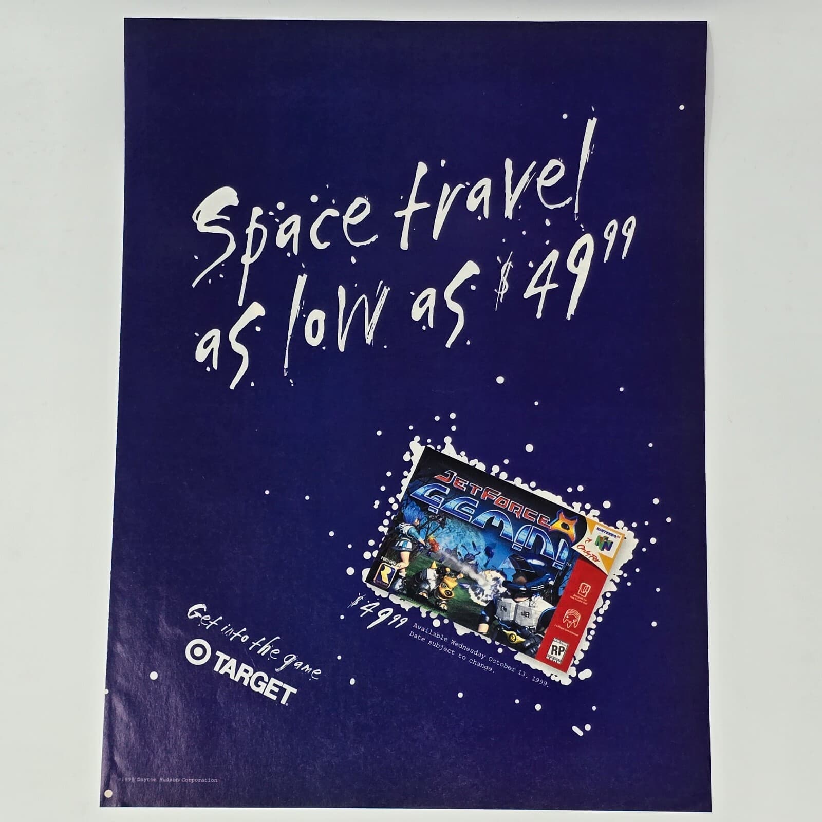 Jet Force Gemini Nintendo 64 N64 Target Space Travel Print Ad/Poster Promo Art