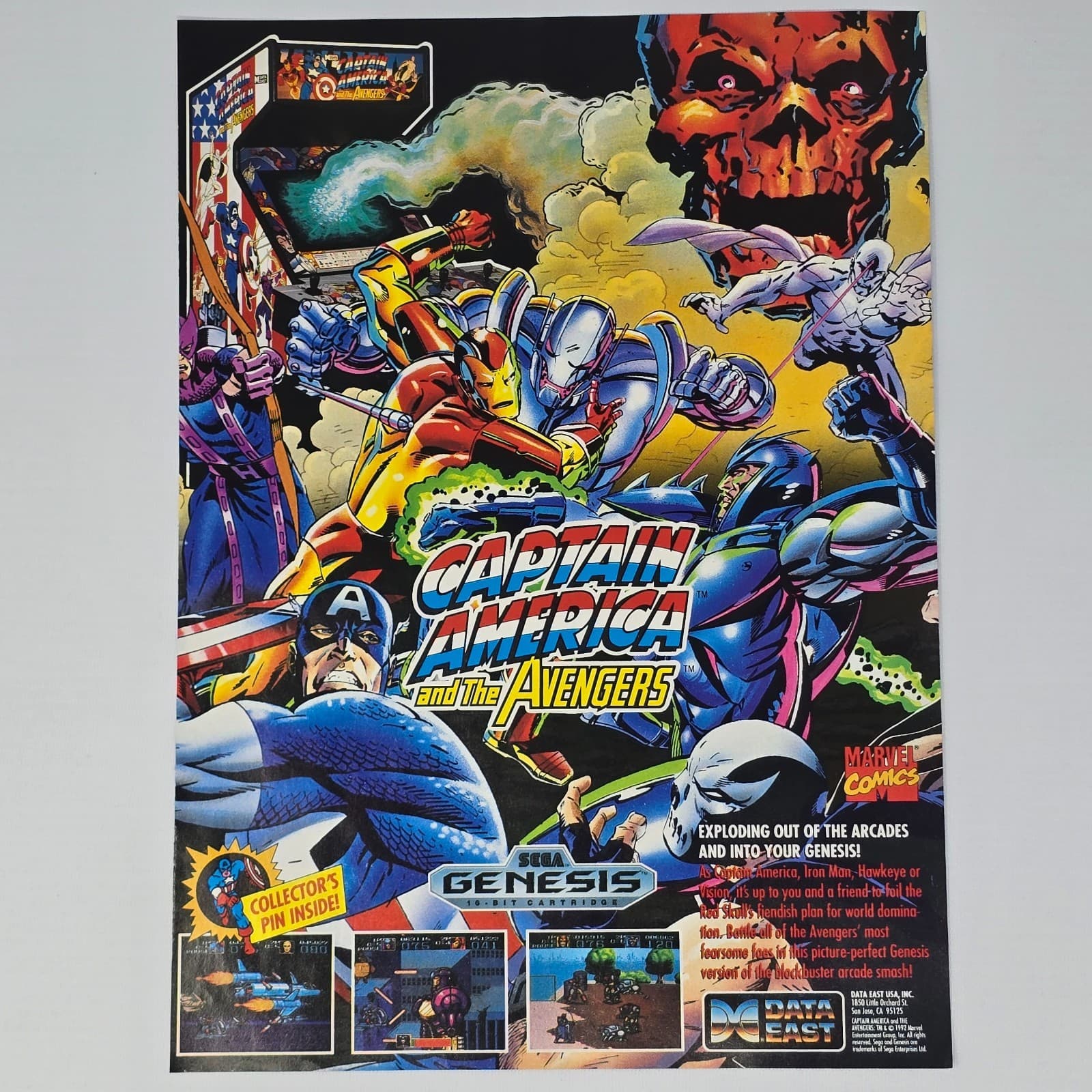 Captain America And The Avengers Sega Genesis Exploding Print Ad/Poster
