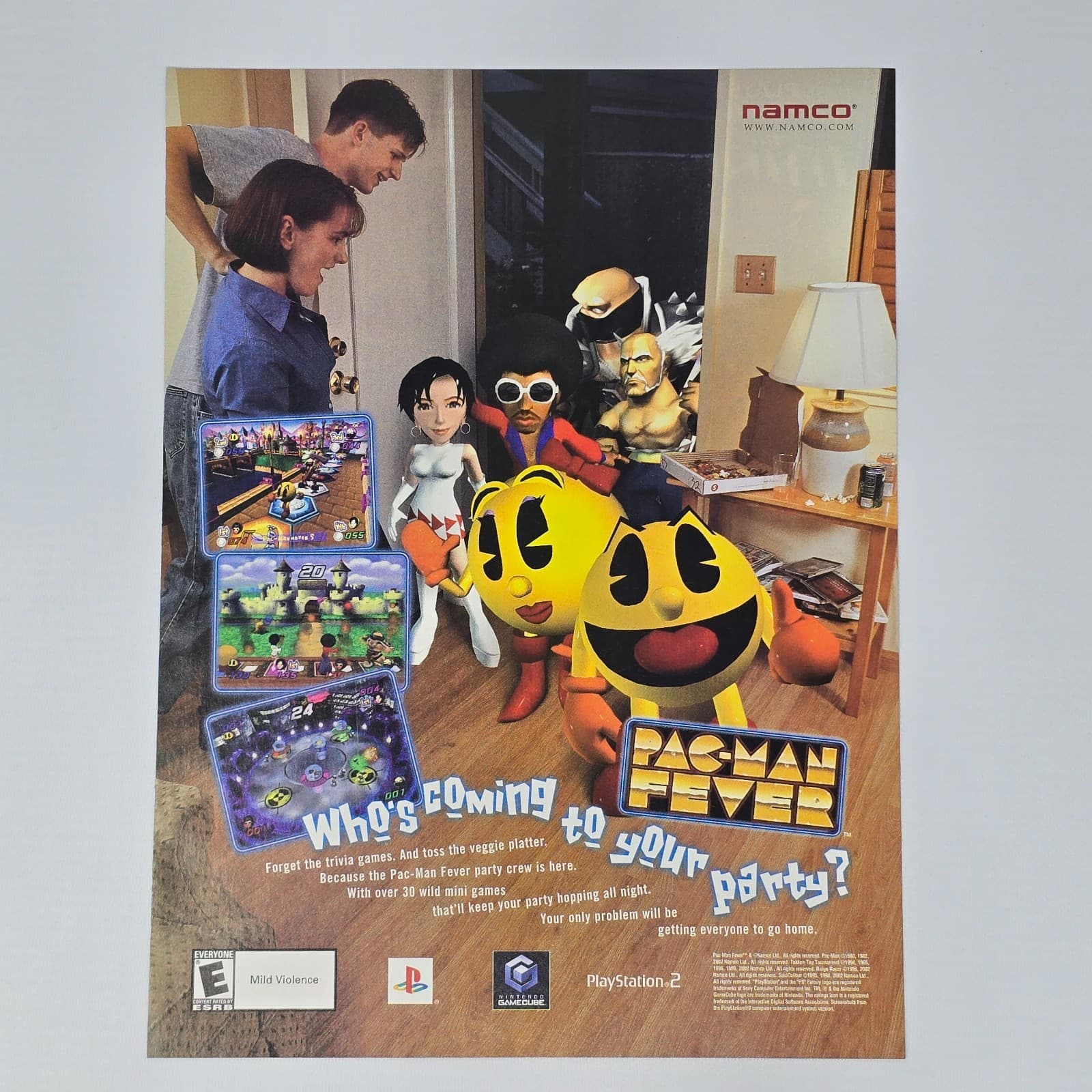 Pac-Man Fever PlayStation 2 PS2 GameCube Party Print Ad/Poster Promo Art