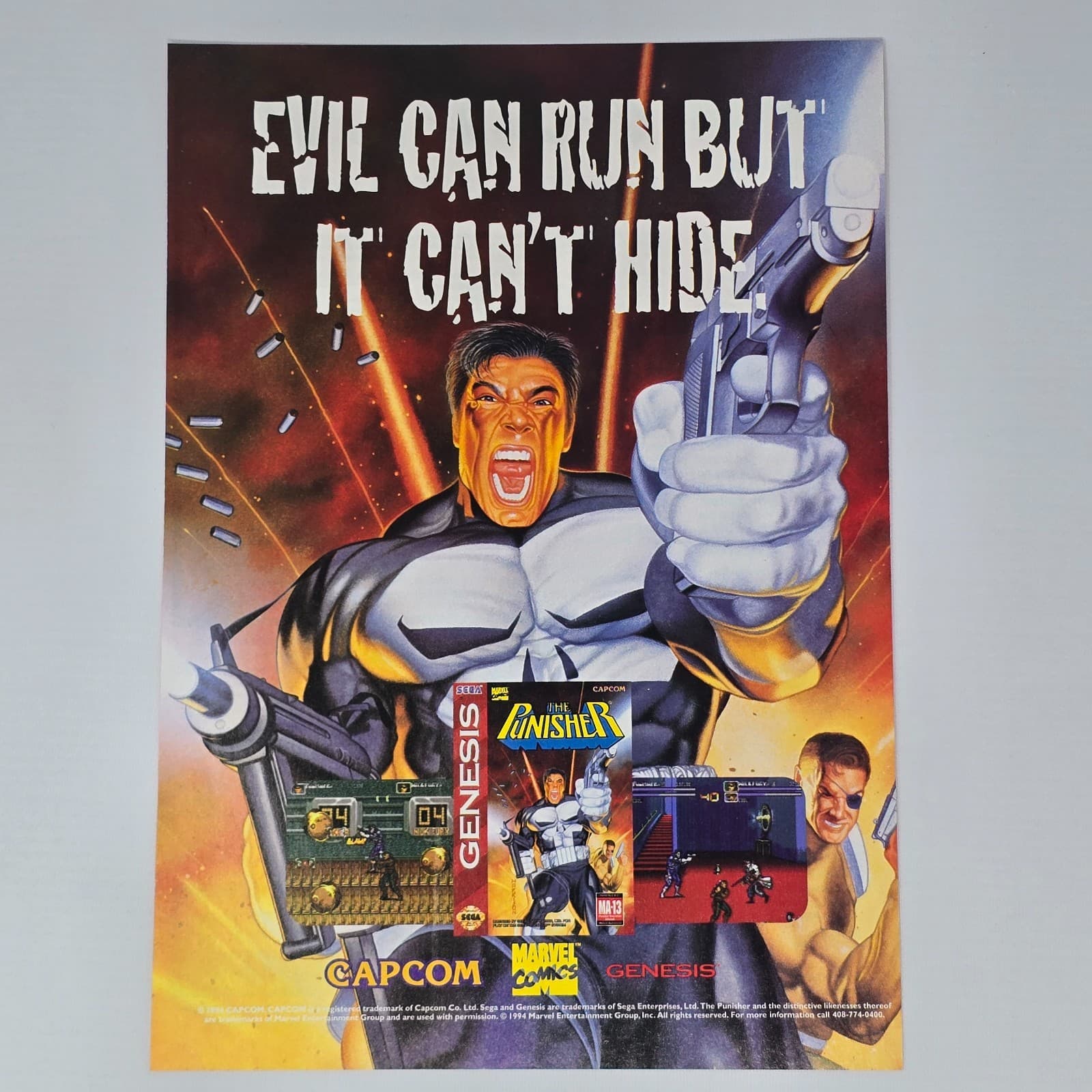 The Punisher Sega Genesis Evil Can Run Print Ad/Poster Promo Art