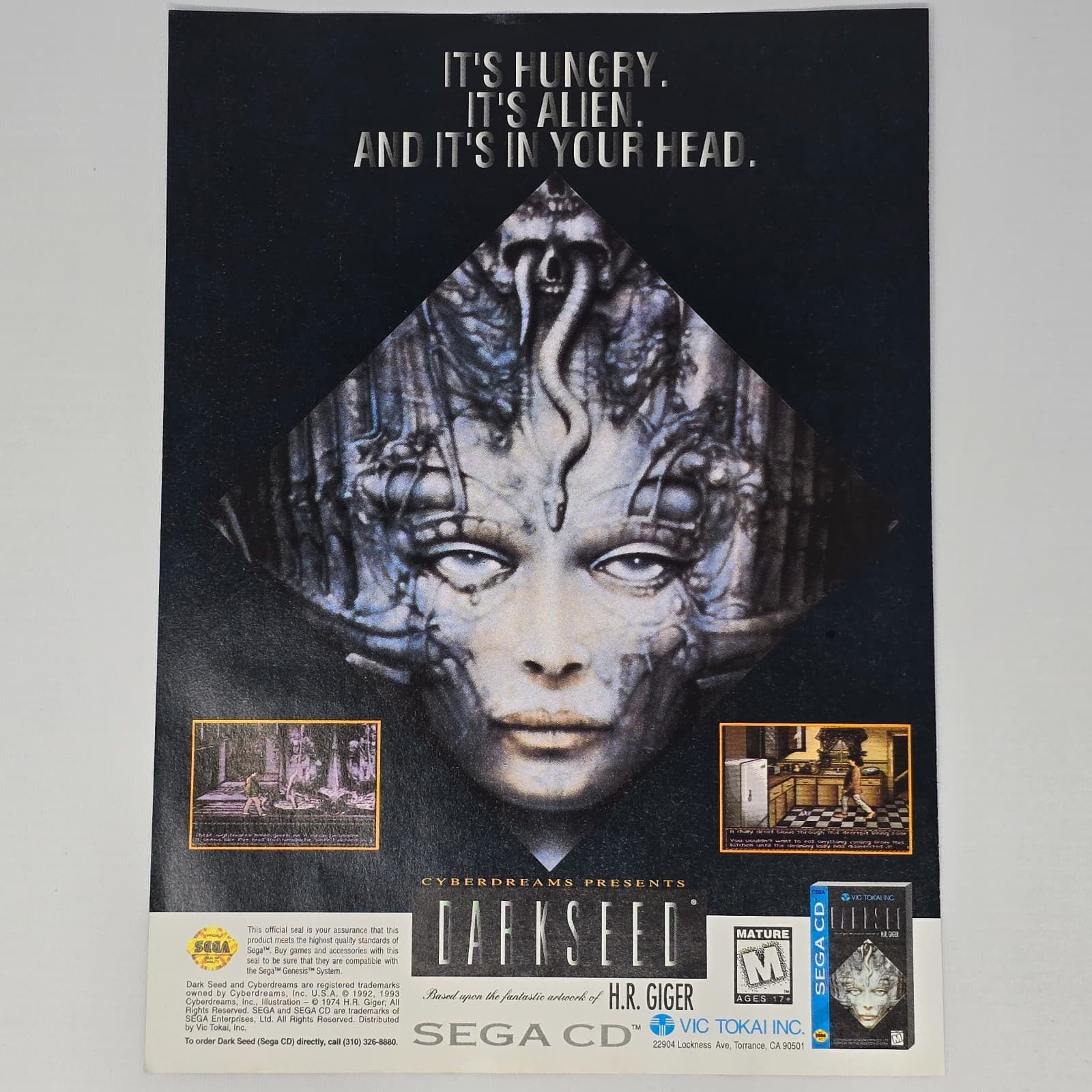 Darkseed Sega CD Its Hungry Print Ad/Poster