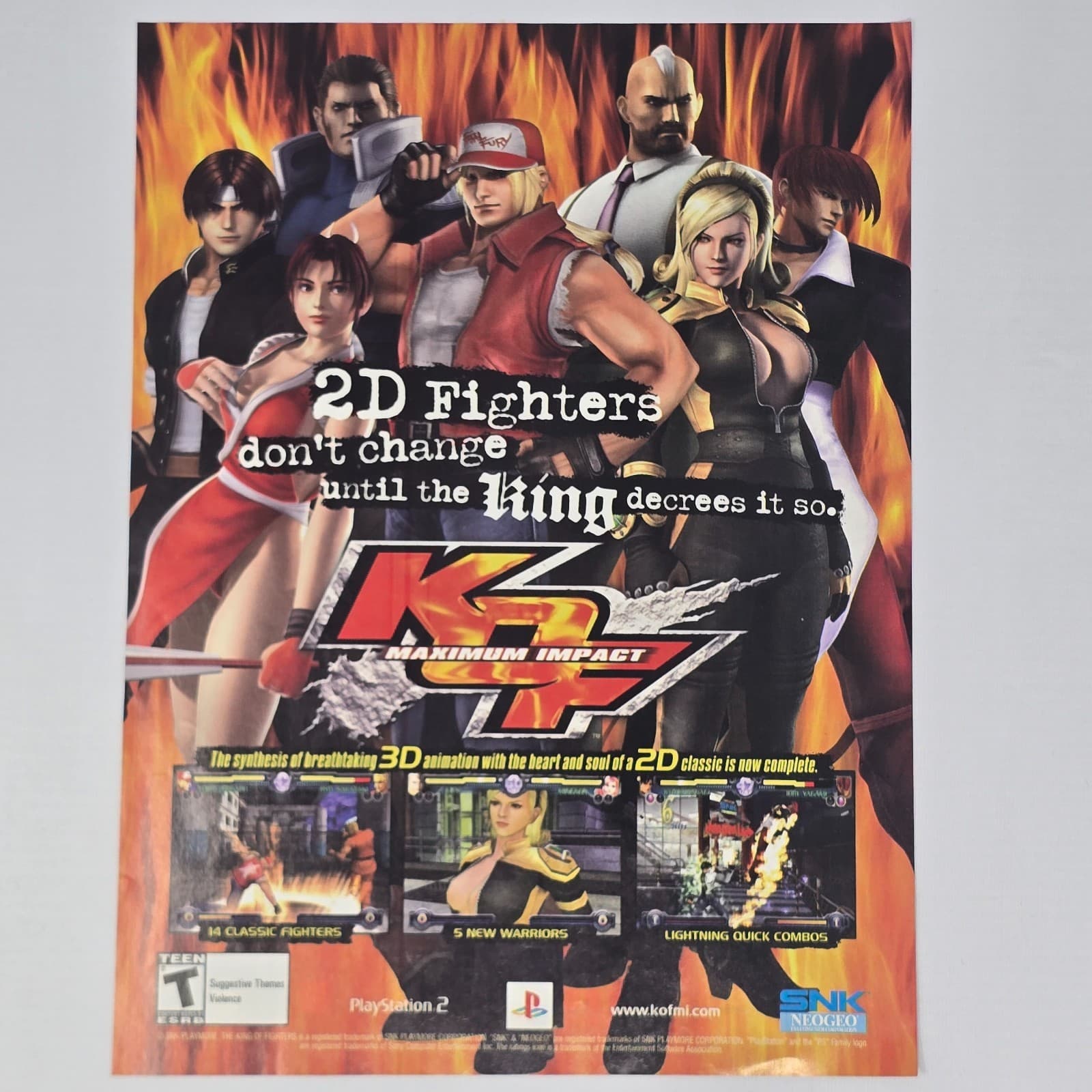 King Of Fighter's KOF Maximum Impact PlayStation 2 PS2 Change Print Ad/Poster