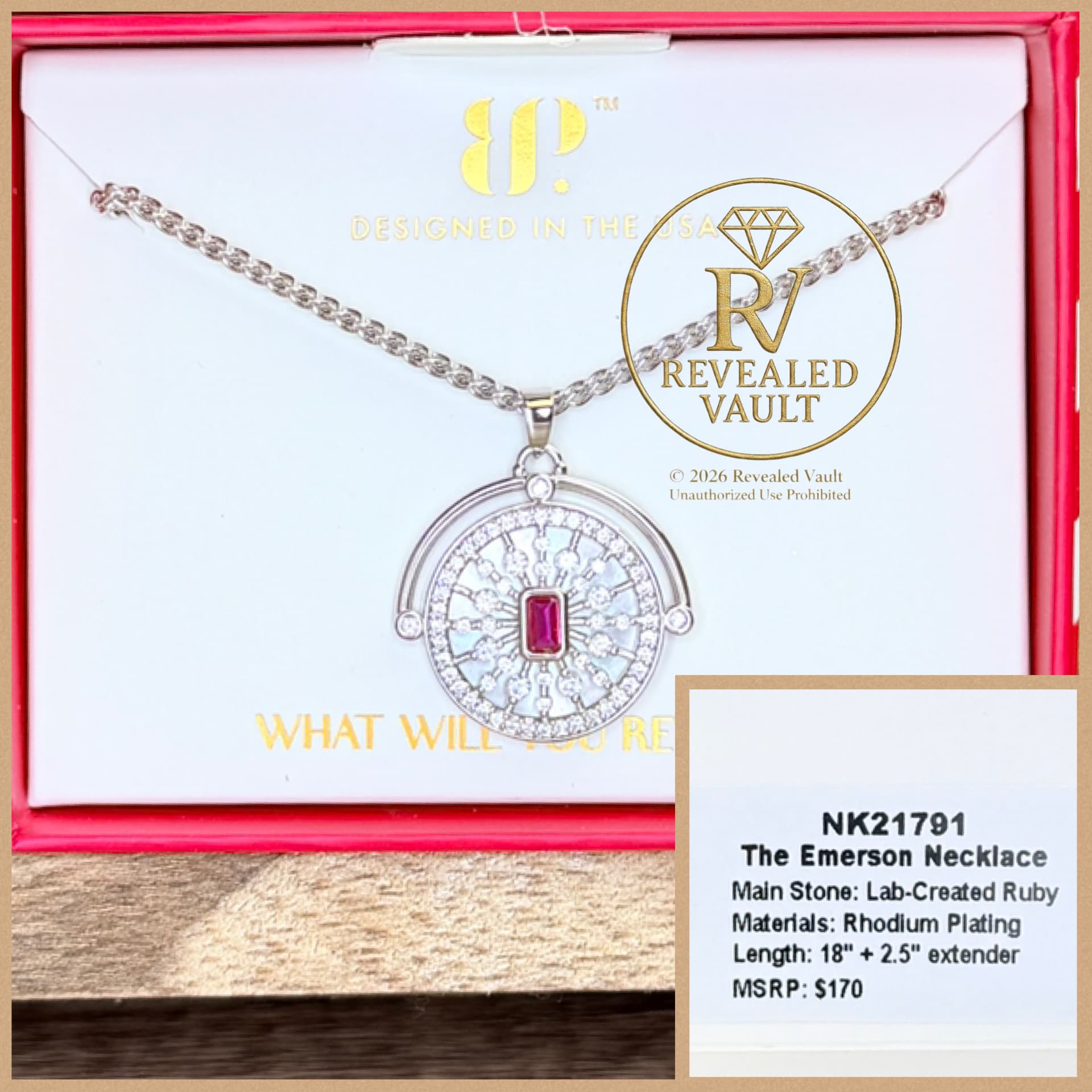 Bomb Party The Emerson Necklace Rhodium July Birthday 2026