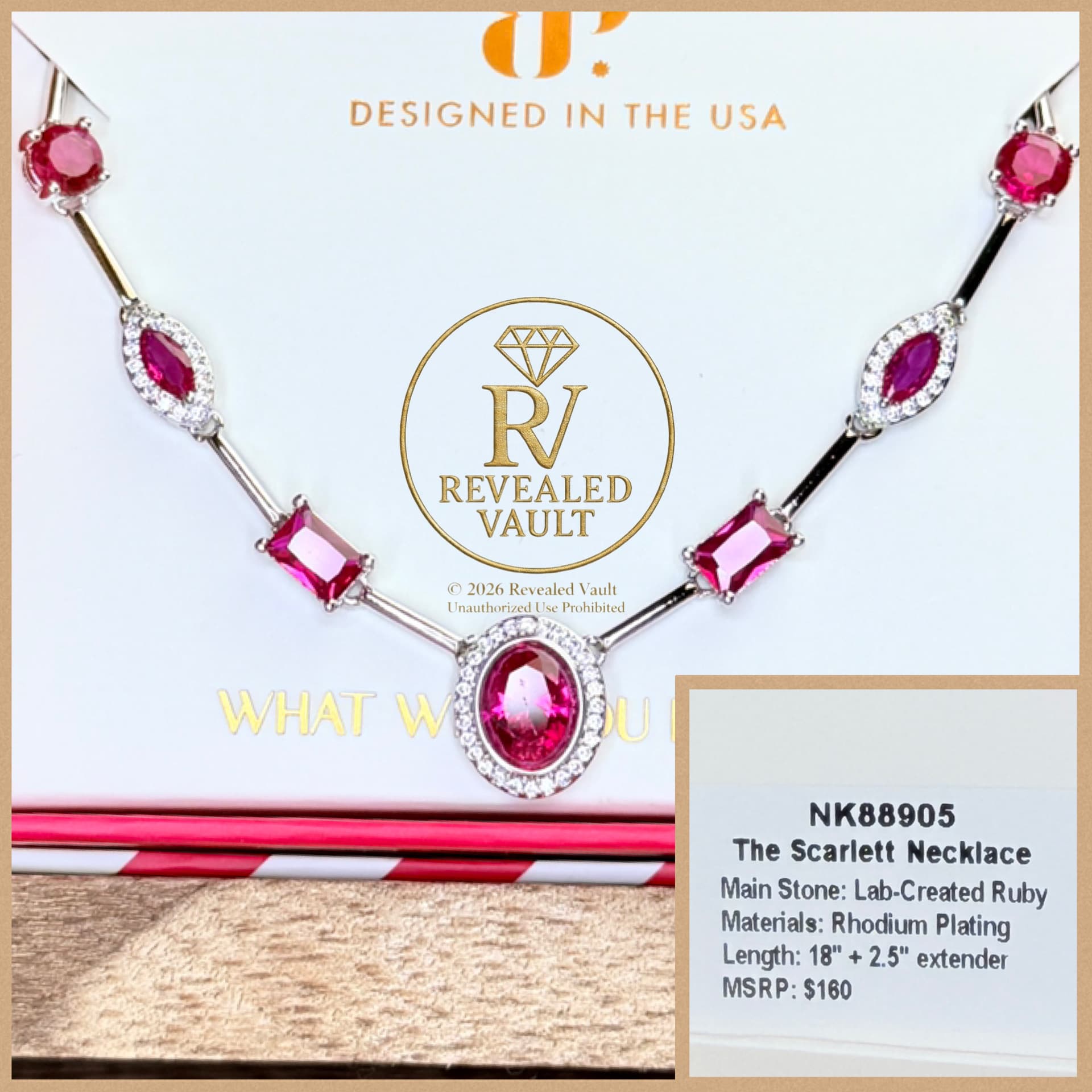Bomb Party The Scarlett Necklace July Birthday 2026 Ruby Rhodium