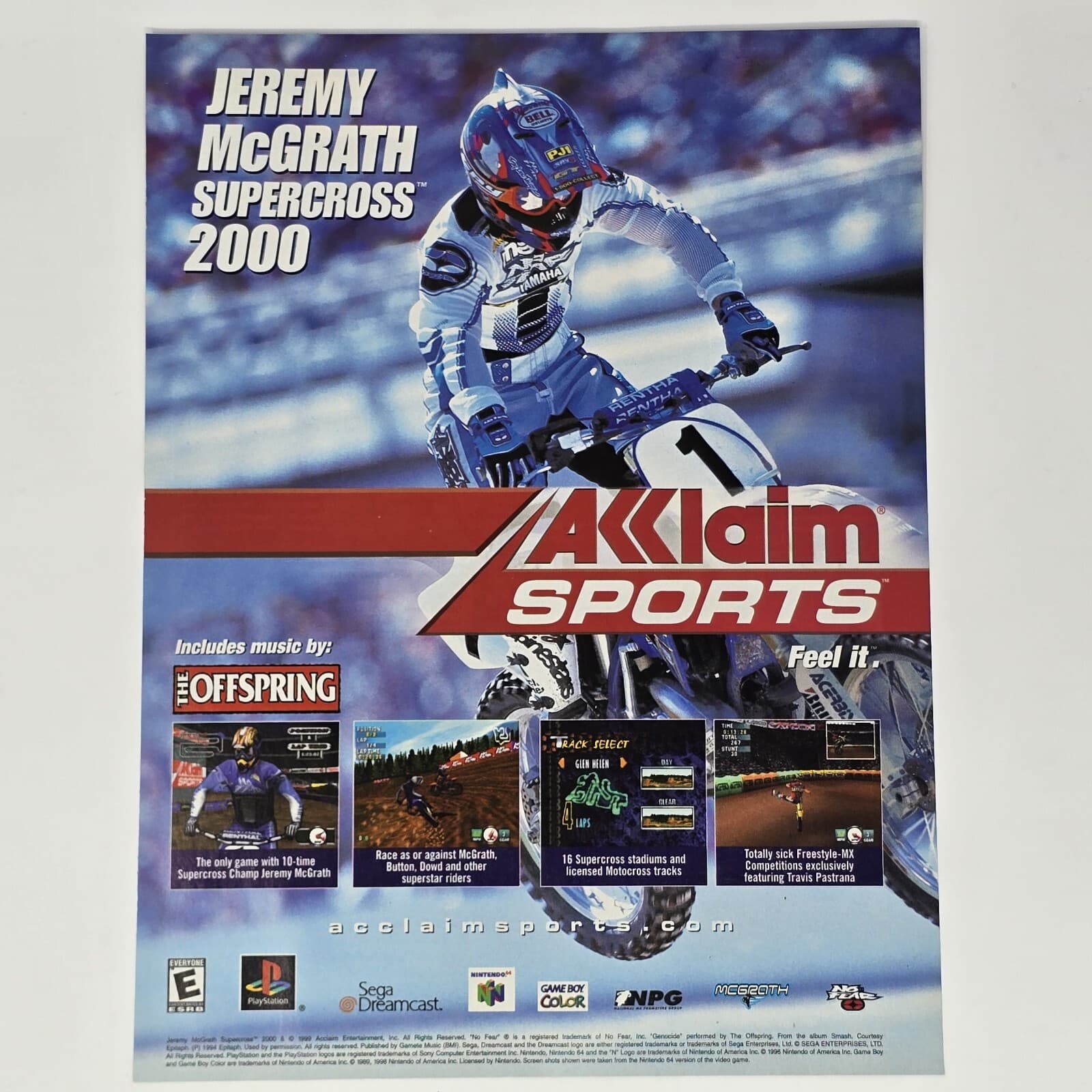 Jeremy McGrath Supercross 2000 PS1 Dreamcast N64 Feel It Print Ad/Poster Promo
