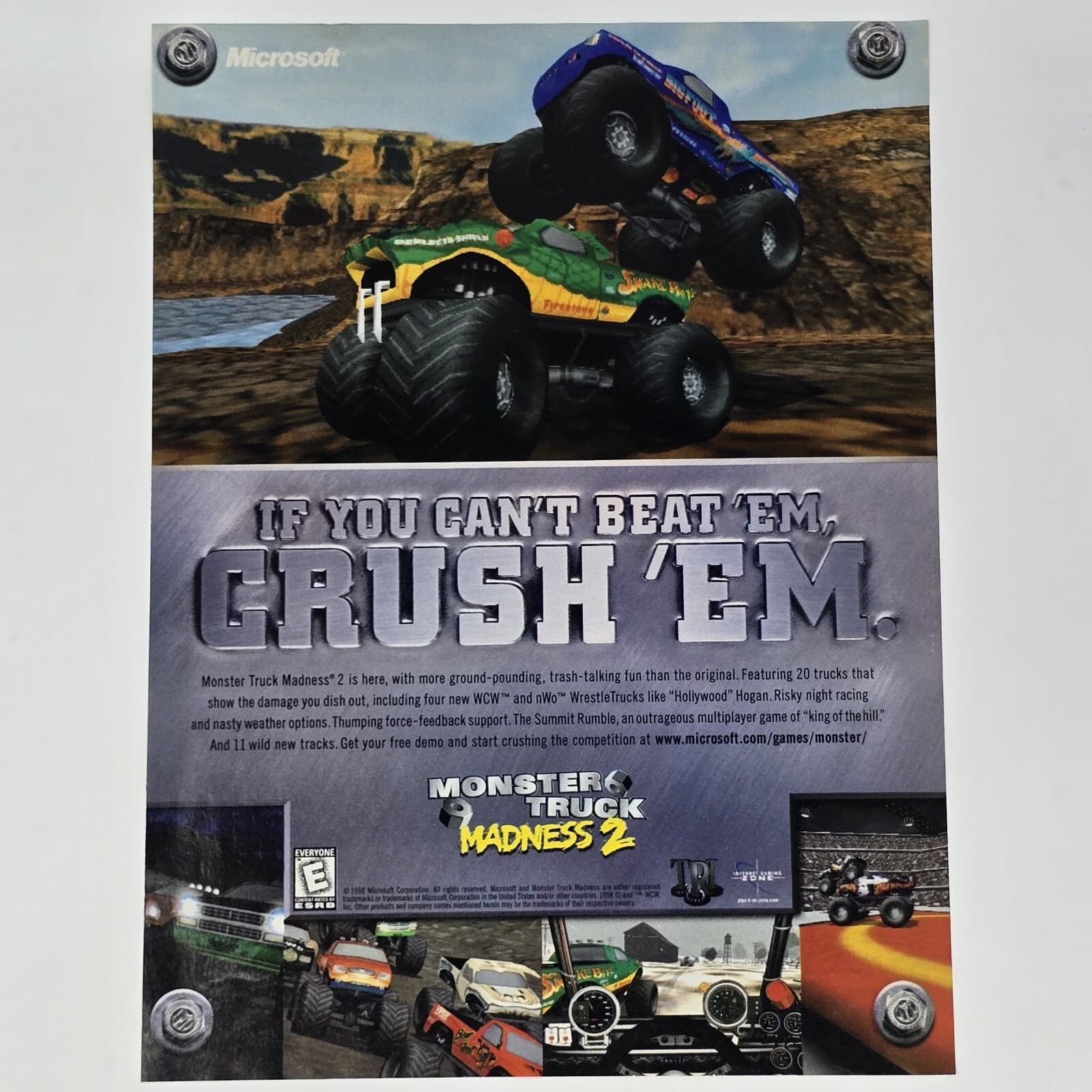 Monster Truck Madness 2 N64 PC Crush Em Print Ad/Poster Official Promo Art