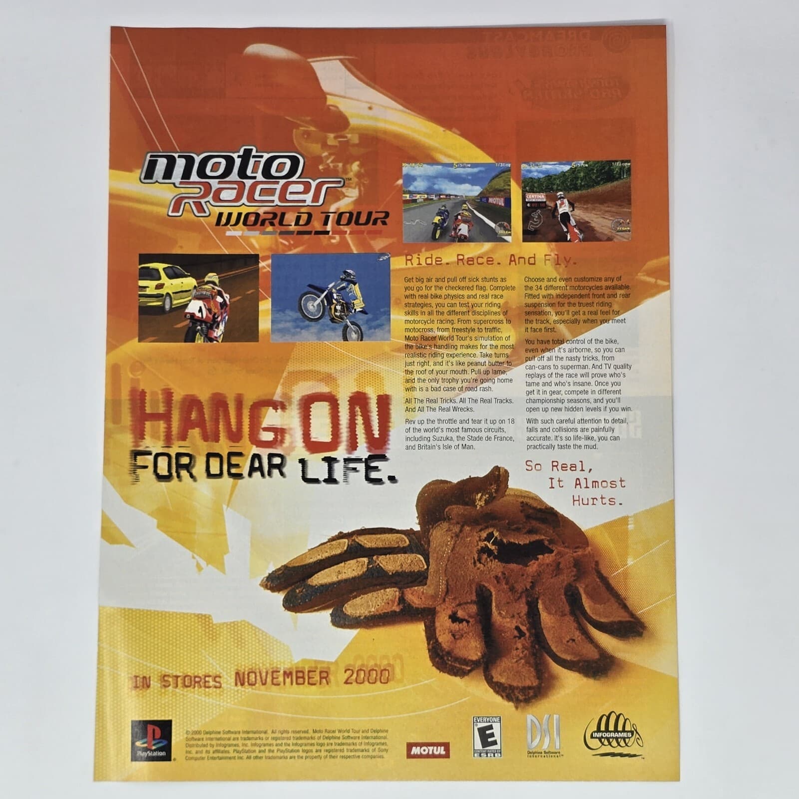 Moto Racer World Tour PlayStation PS1 Hang On Print Ad/Poster Official Promo Art