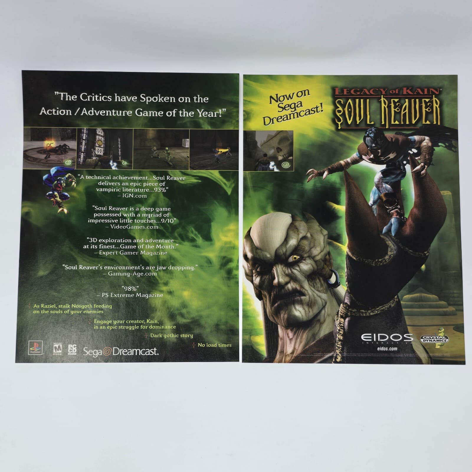 Legacy of Kain Soul Reaver PS1 Dreamcast Critics Print Ad/Poster Official Promo