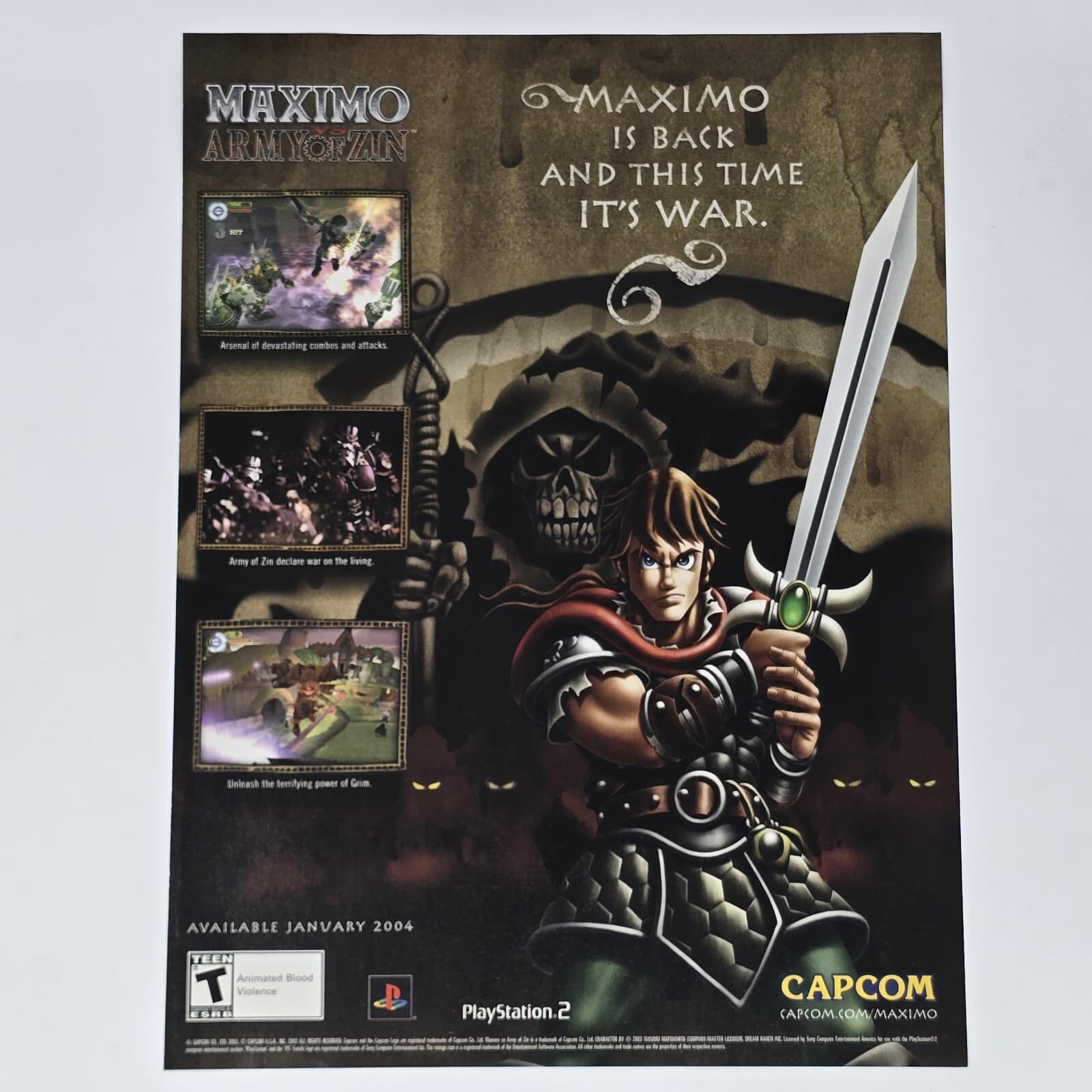 Maximo Army of Zin PlayStation 2 PS2 It's War Print Ad/Poster Official Promo Art