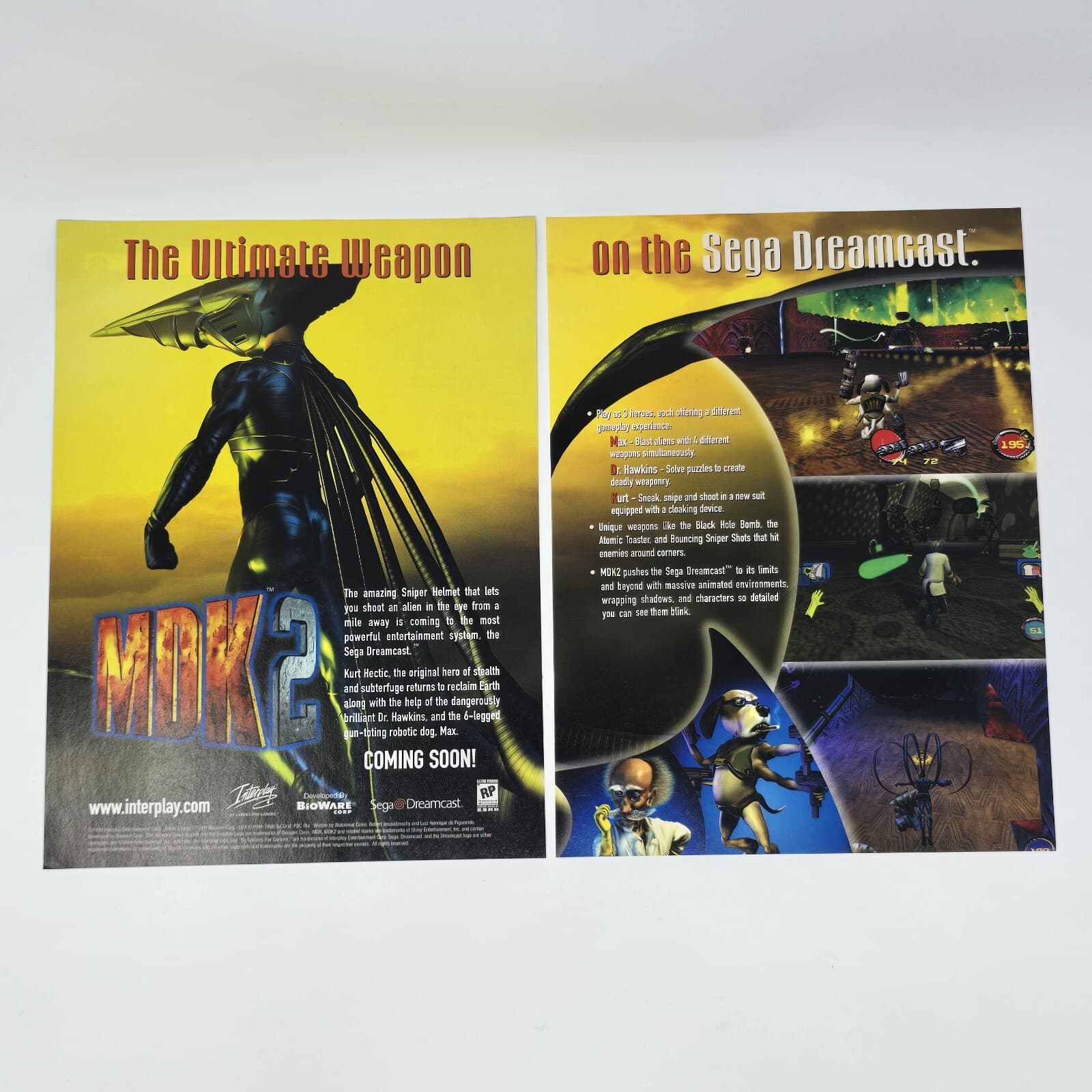 MDK 2 Sega Dreamcast Interplay 3 Weapon Print Ad/Poster Official Promo Art