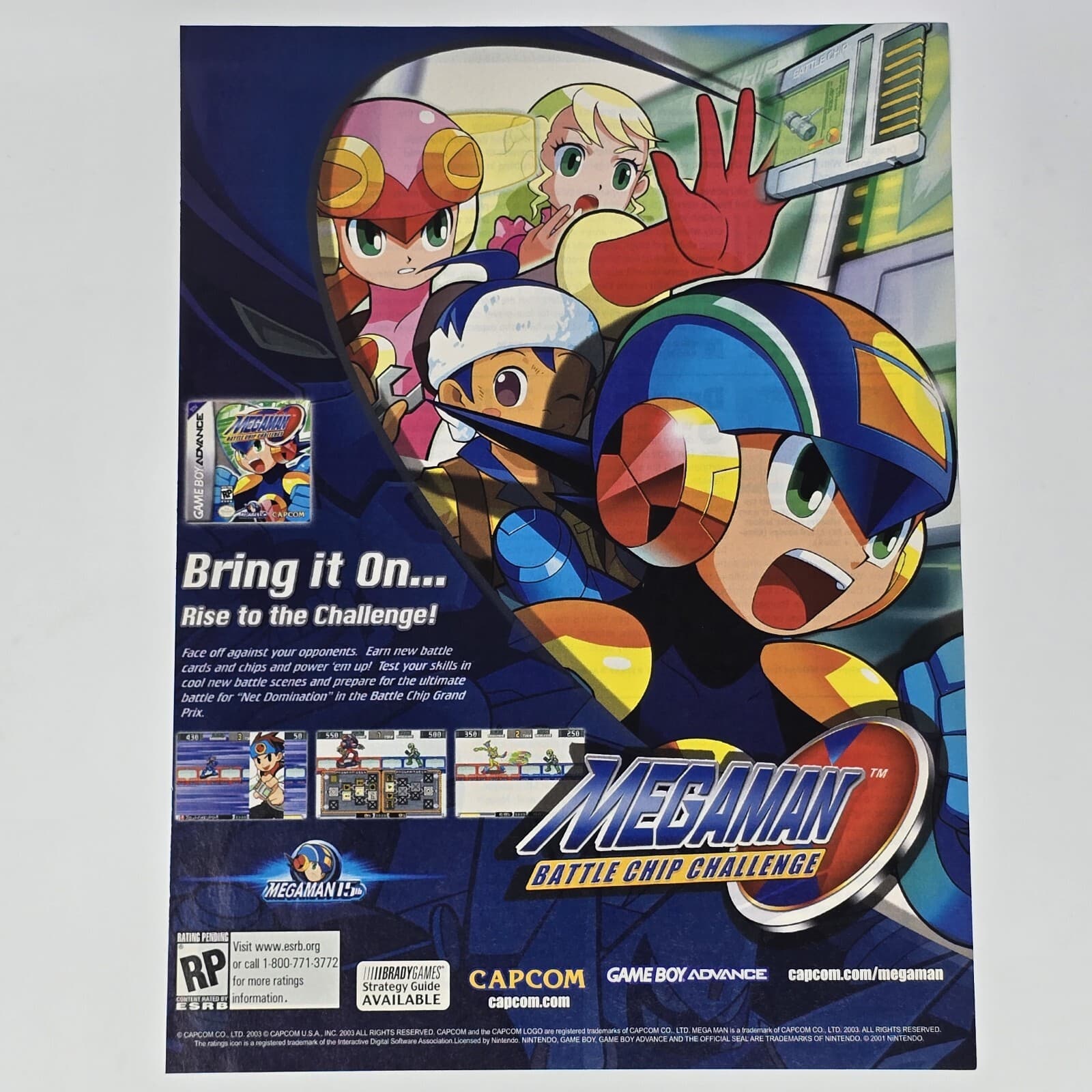 Mega Man Battle Chip GameBoy Advance Bring It Print Ad/Poster Official Promo Art