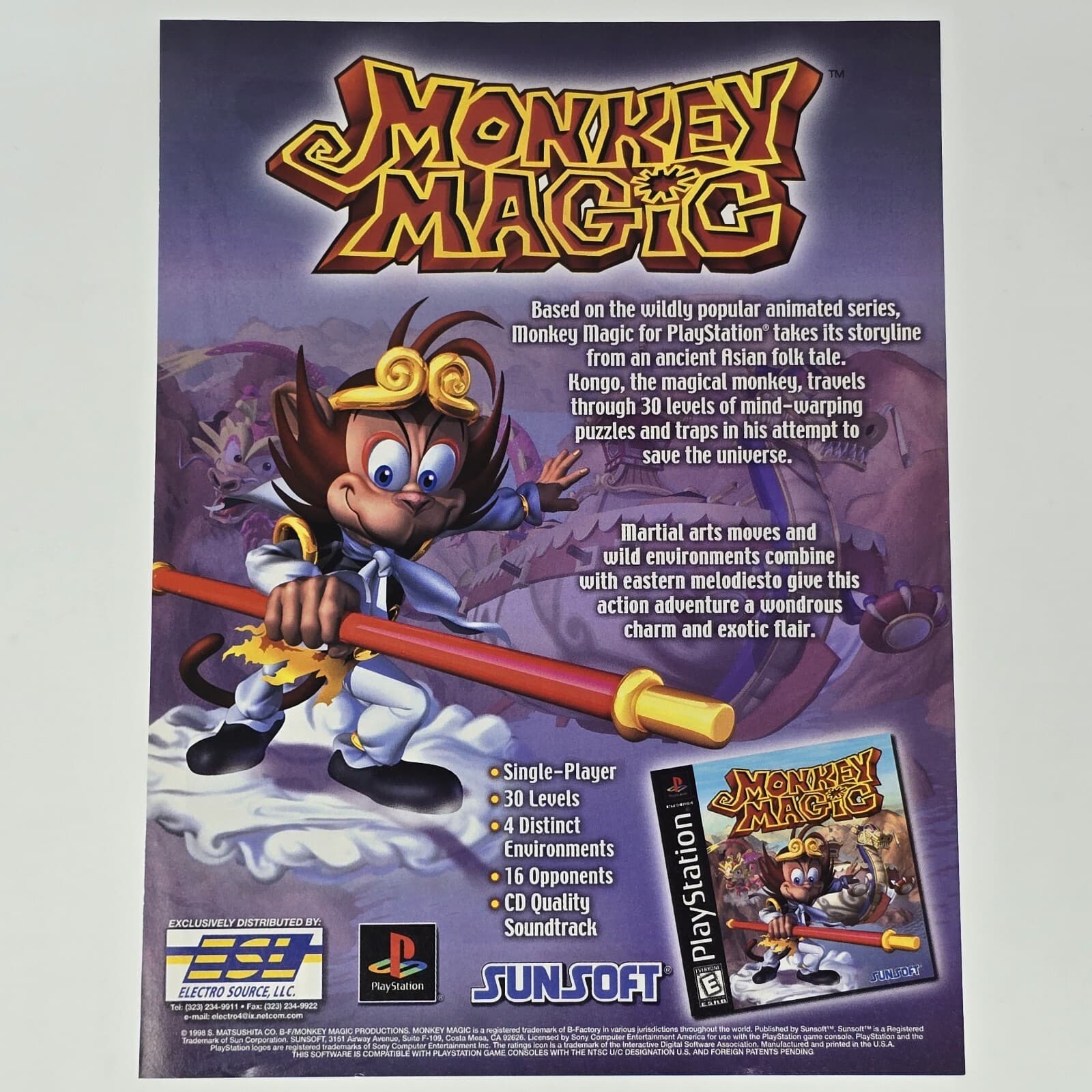 Monkey Magic Sony PlayStation PS1 Based Print Ad/Poster Official Promo Art