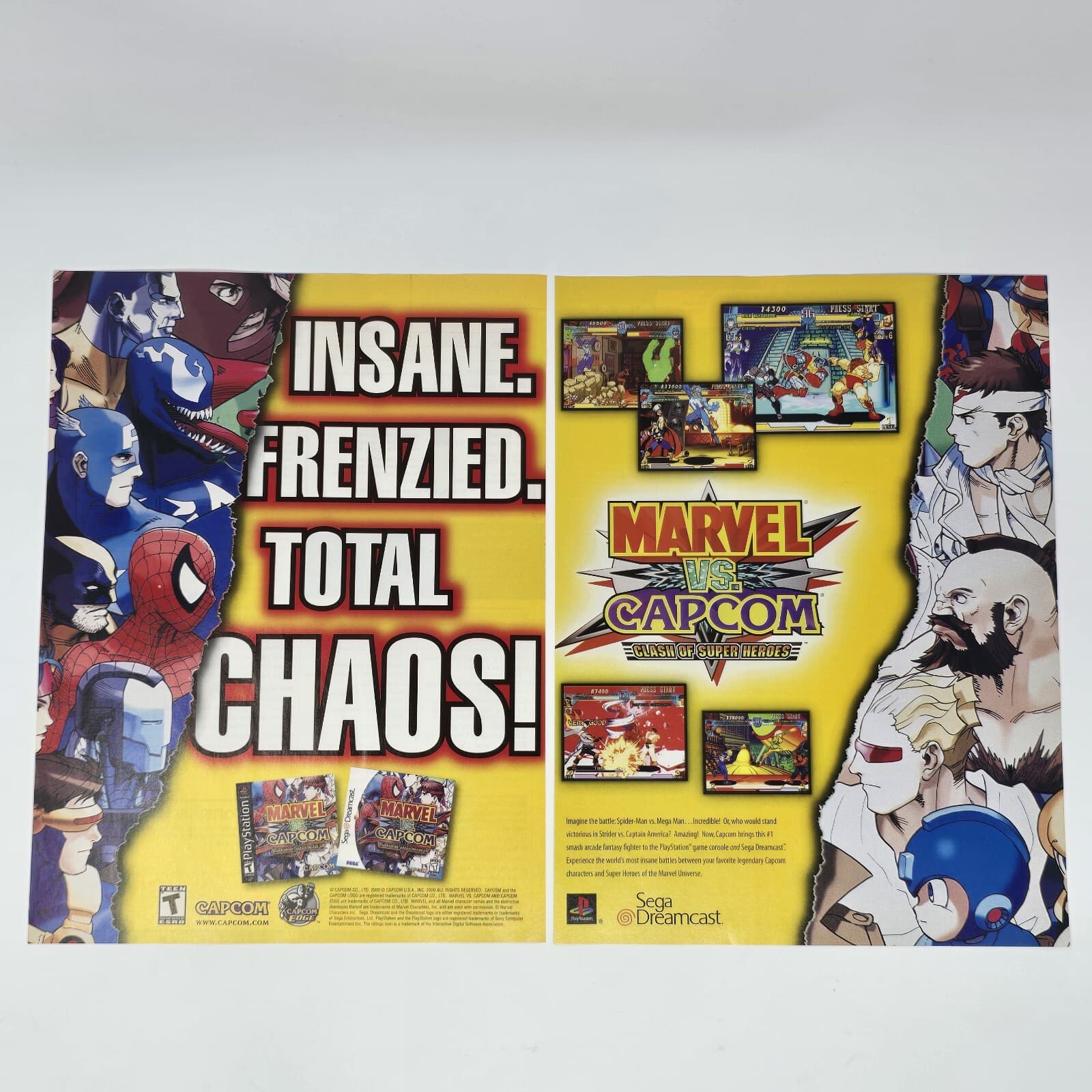 Marvel vs Capcom Sega Dreamcast PS1 Chaos! Print Ad/Poster Official Promo Art