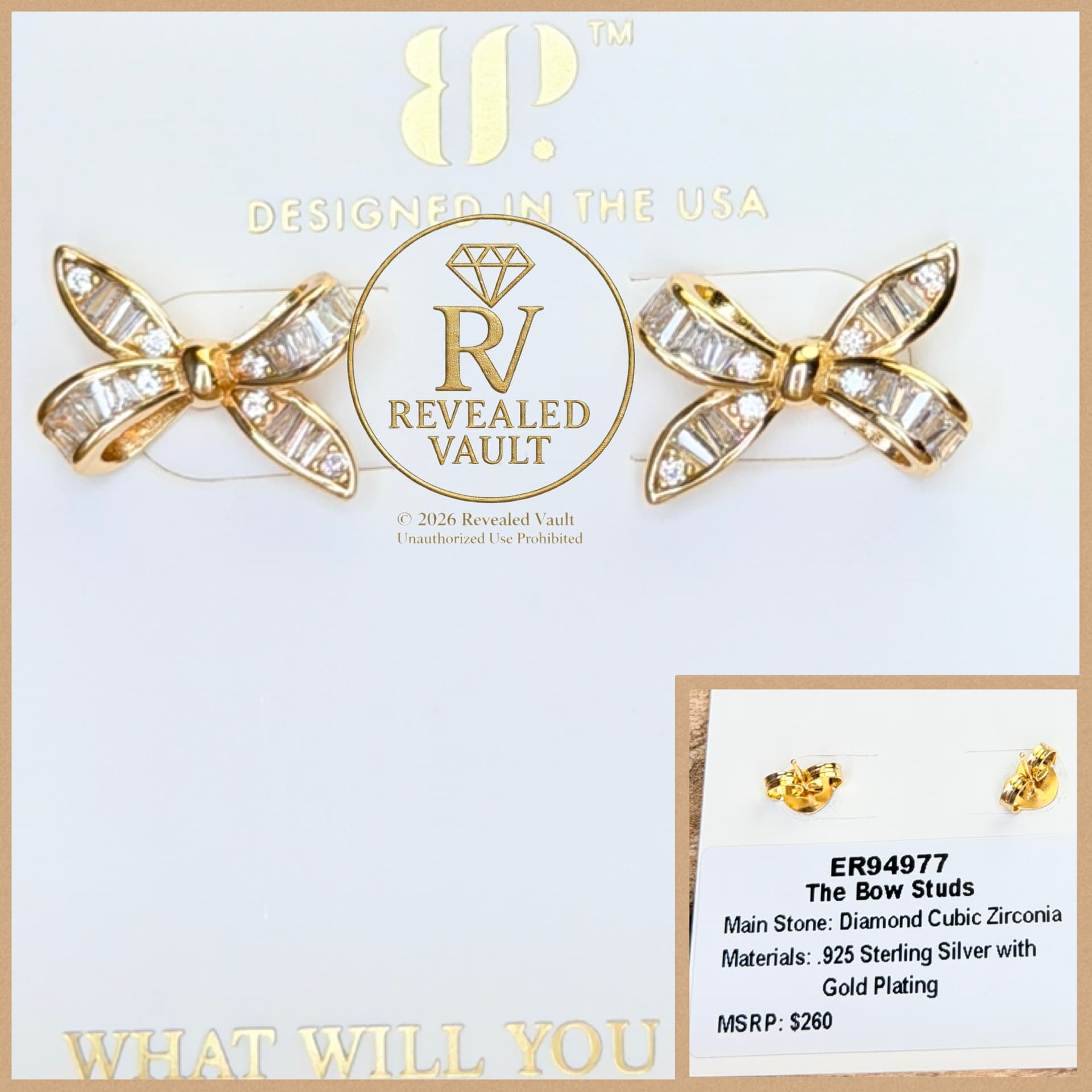 Bomb Party The Bow Studs Sterling Club Vermeil