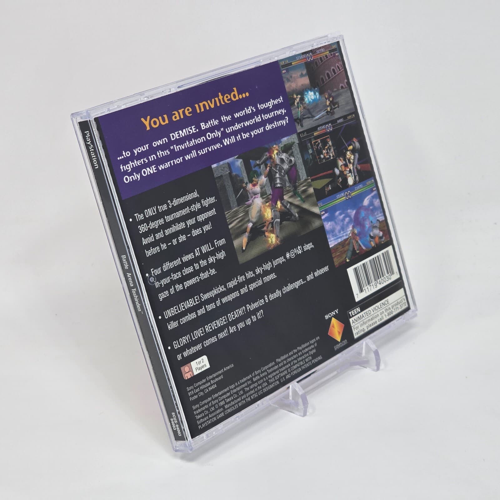Battle Arena Toshinden (PlayStation 1 PS1) Black Lbl Case & Disc TESTED *No Book - Thumbnail 2