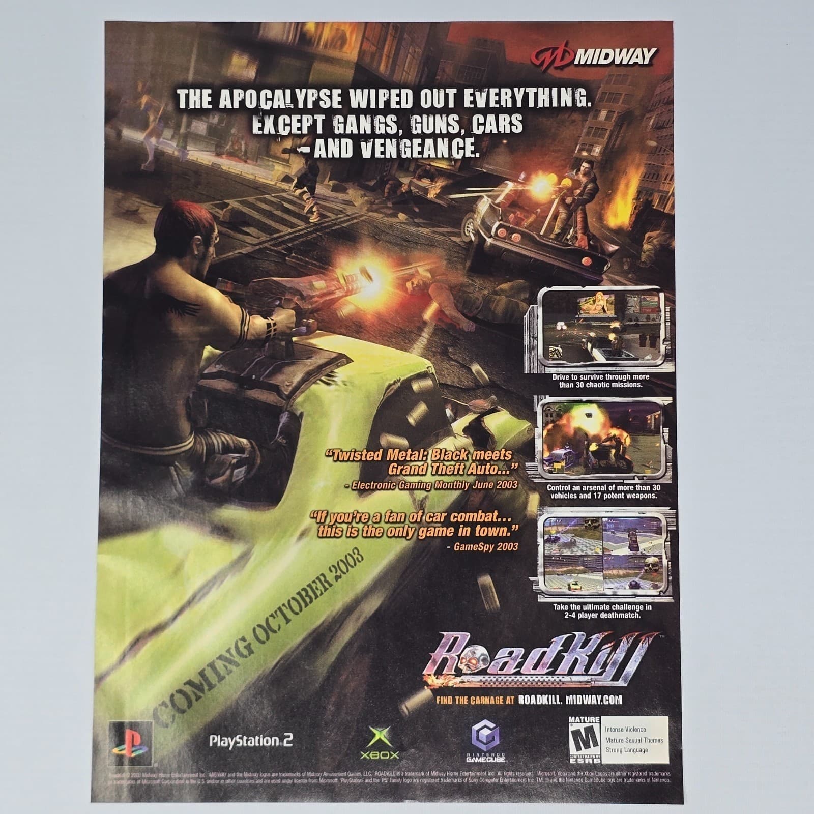 Road Kill Xbox PlayStation 2 PS2 GameCube Authentic Magazine Ad