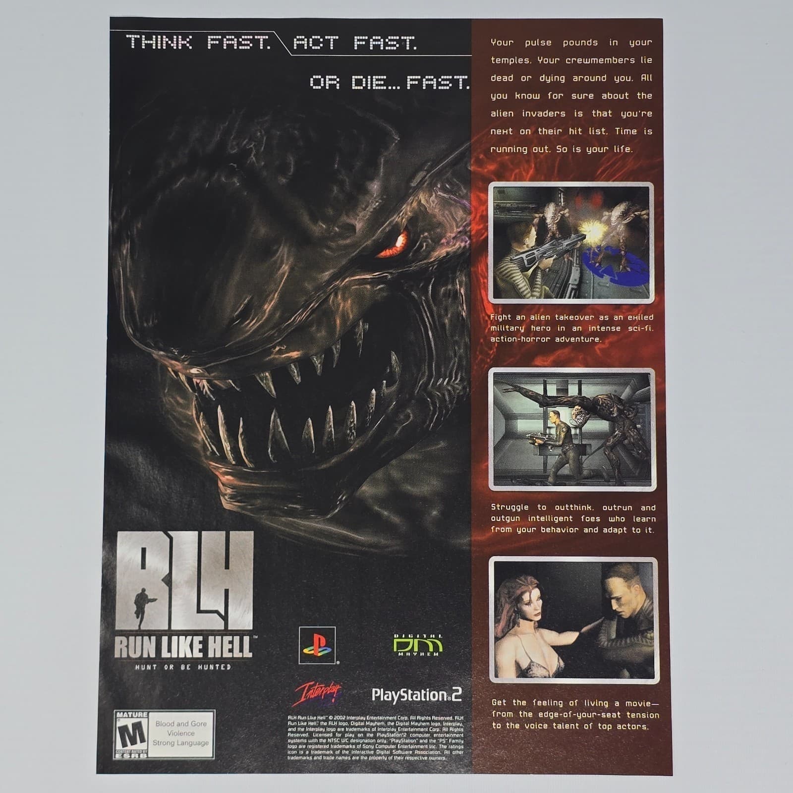 RLH Run Like Hell PlayStation 2 PS2 Authentic Magazine Ad