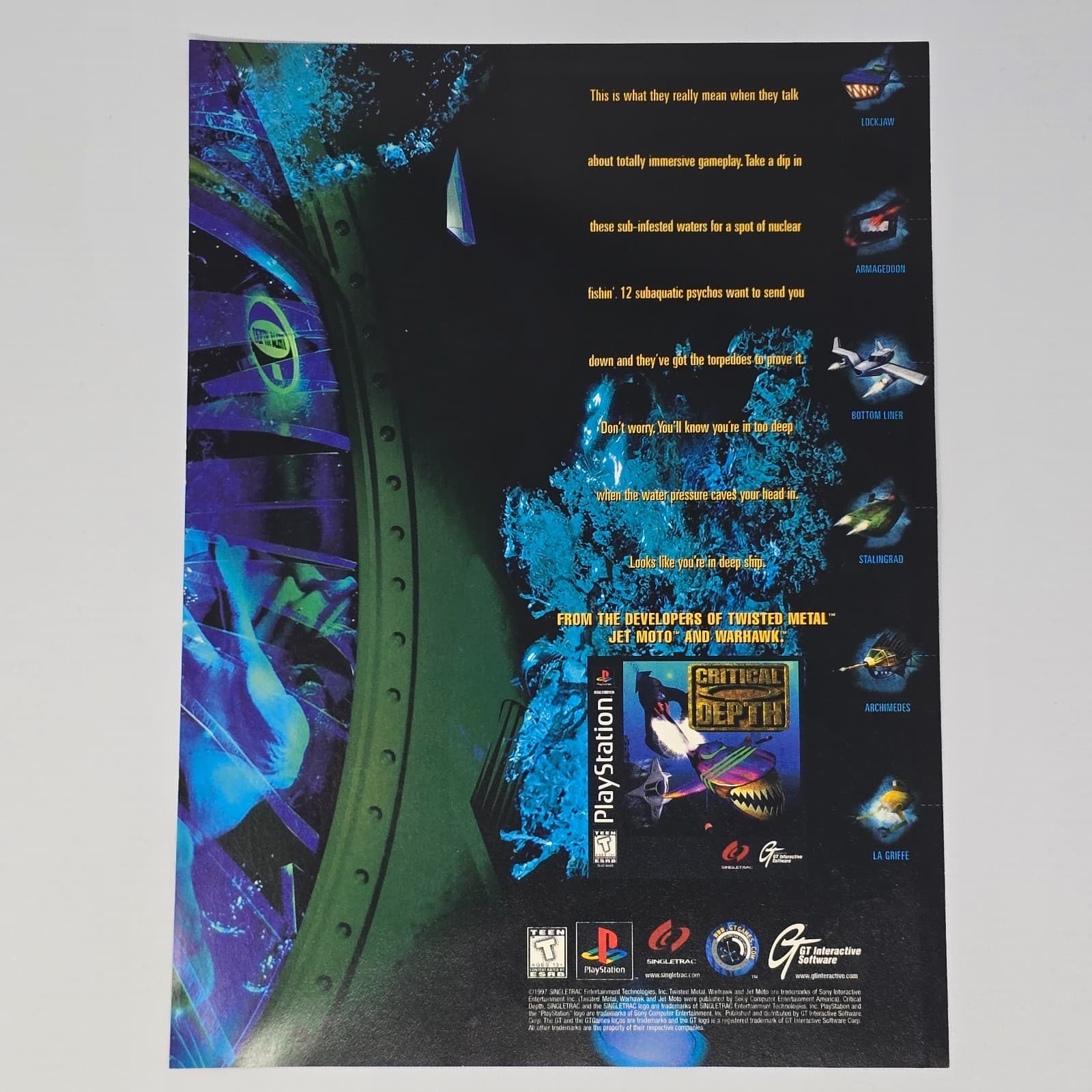 Critical Depth PlayStation PS1 Twisted Metal Print Ad/Poster