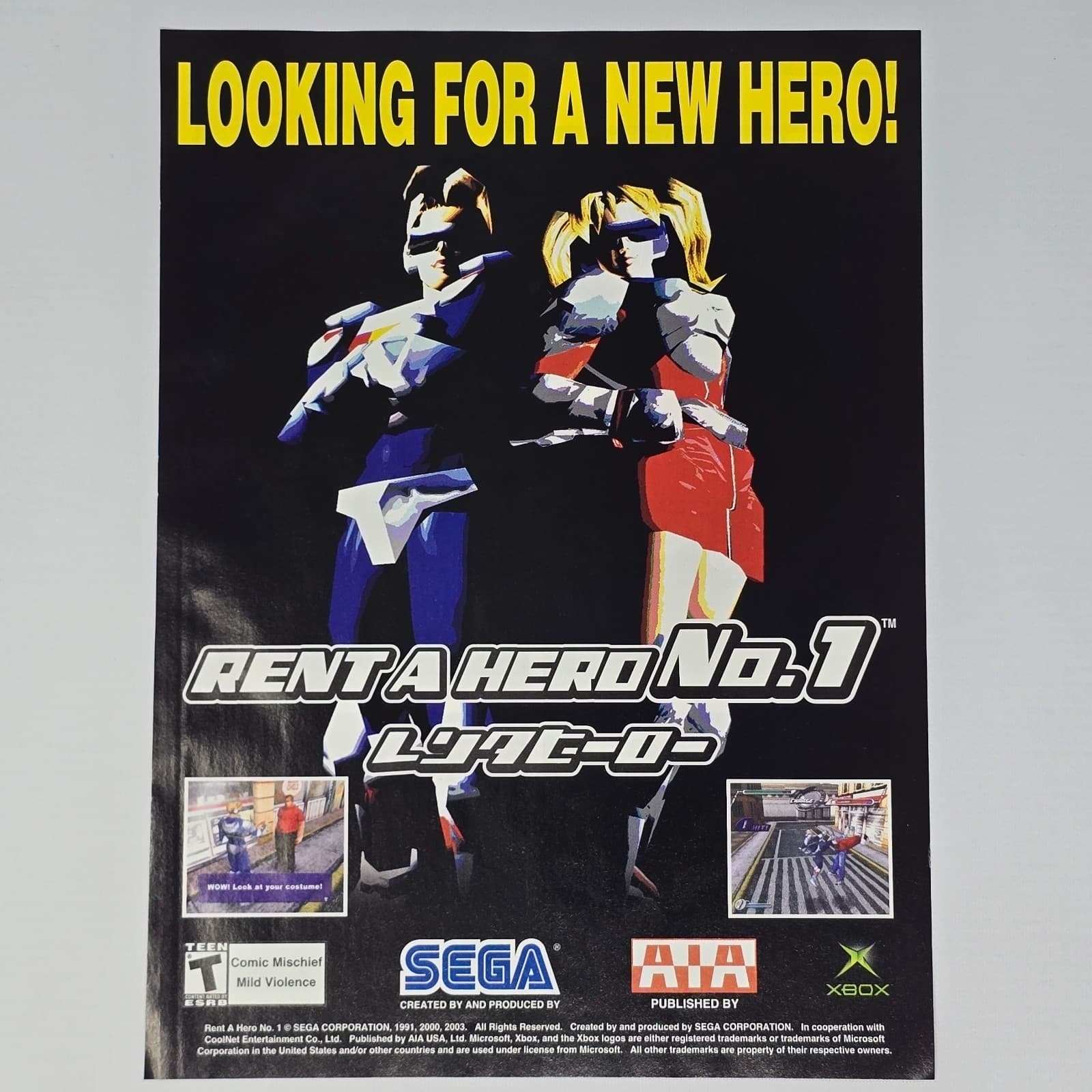 Rent a Hero 1 Xbox Authentic Magazine Ad