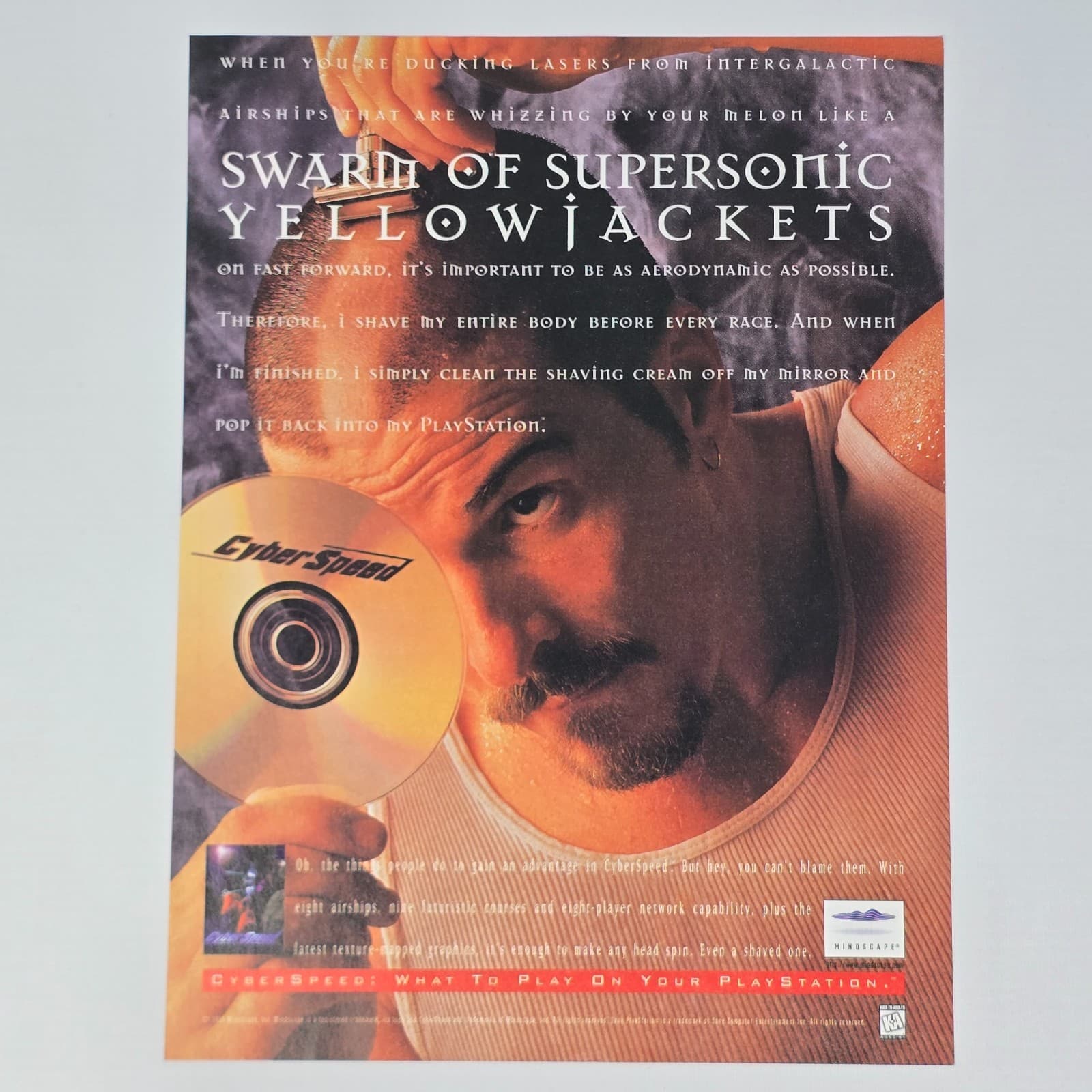 Cyber Speed PlayStation PS1 Supersonic Yellow Jackets Print Ad/Poster