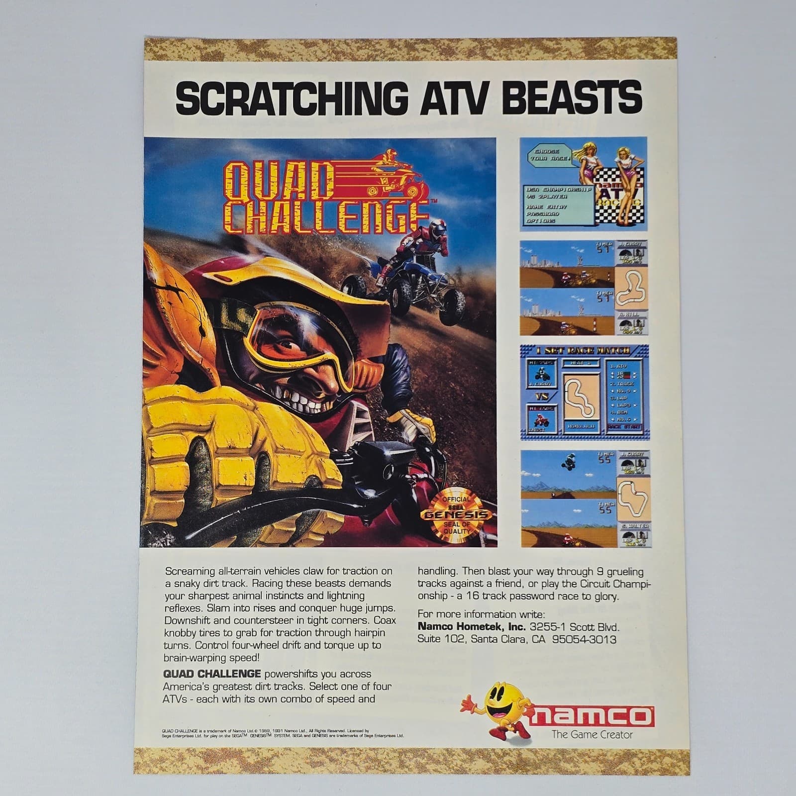 Quad Challenge Sega Genesis ATV Beasts Print Ad/Poster Promo Art